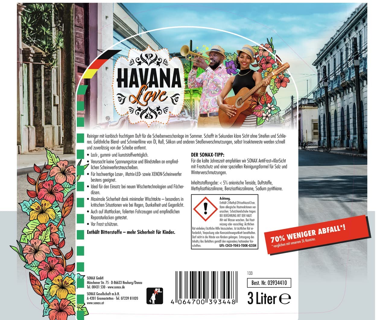 Sonax ScheibenReiniger gebrauchsfertig Havana Love 3 Liter