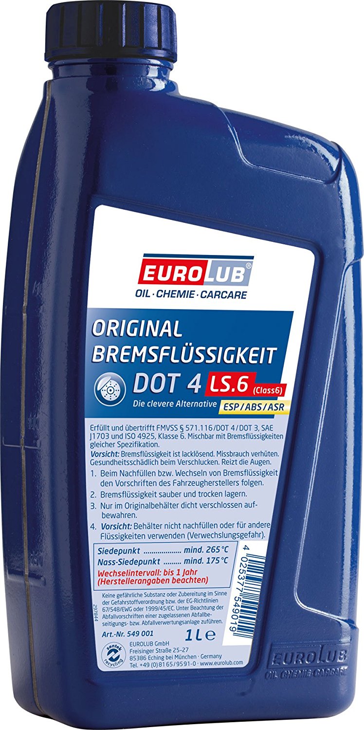 Eurolub Bremsflüssigkeit DOT-4 LS.6 (Class 6) Brake Fluid 1 Liter