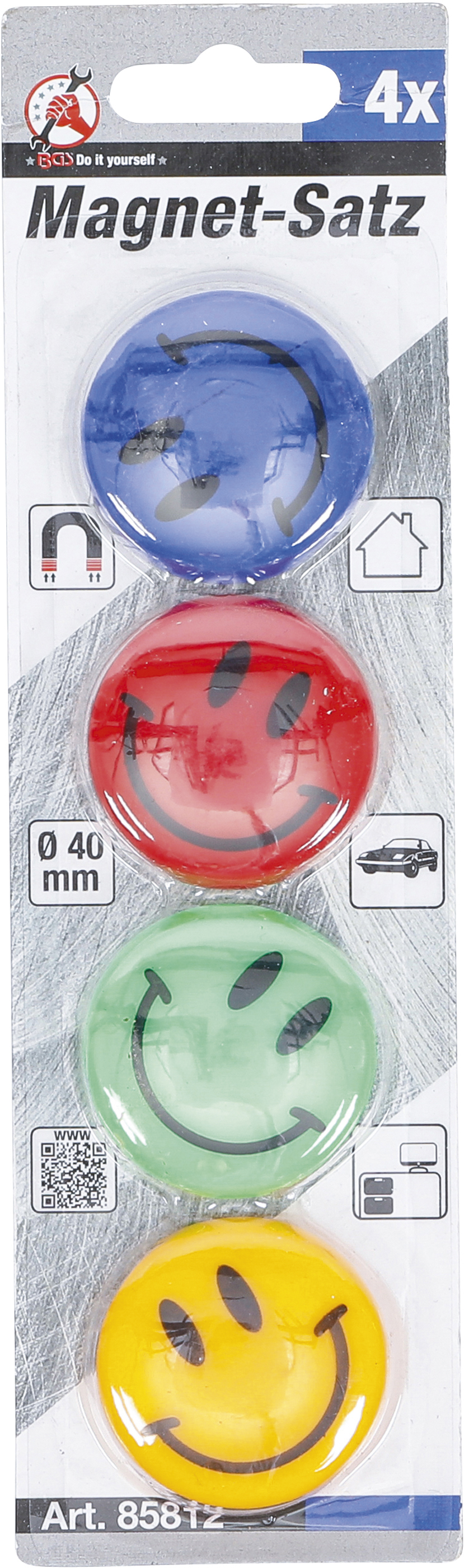 BGS Magnet-Satz | "Smile" | Ø 40 mm | 4-tlg.