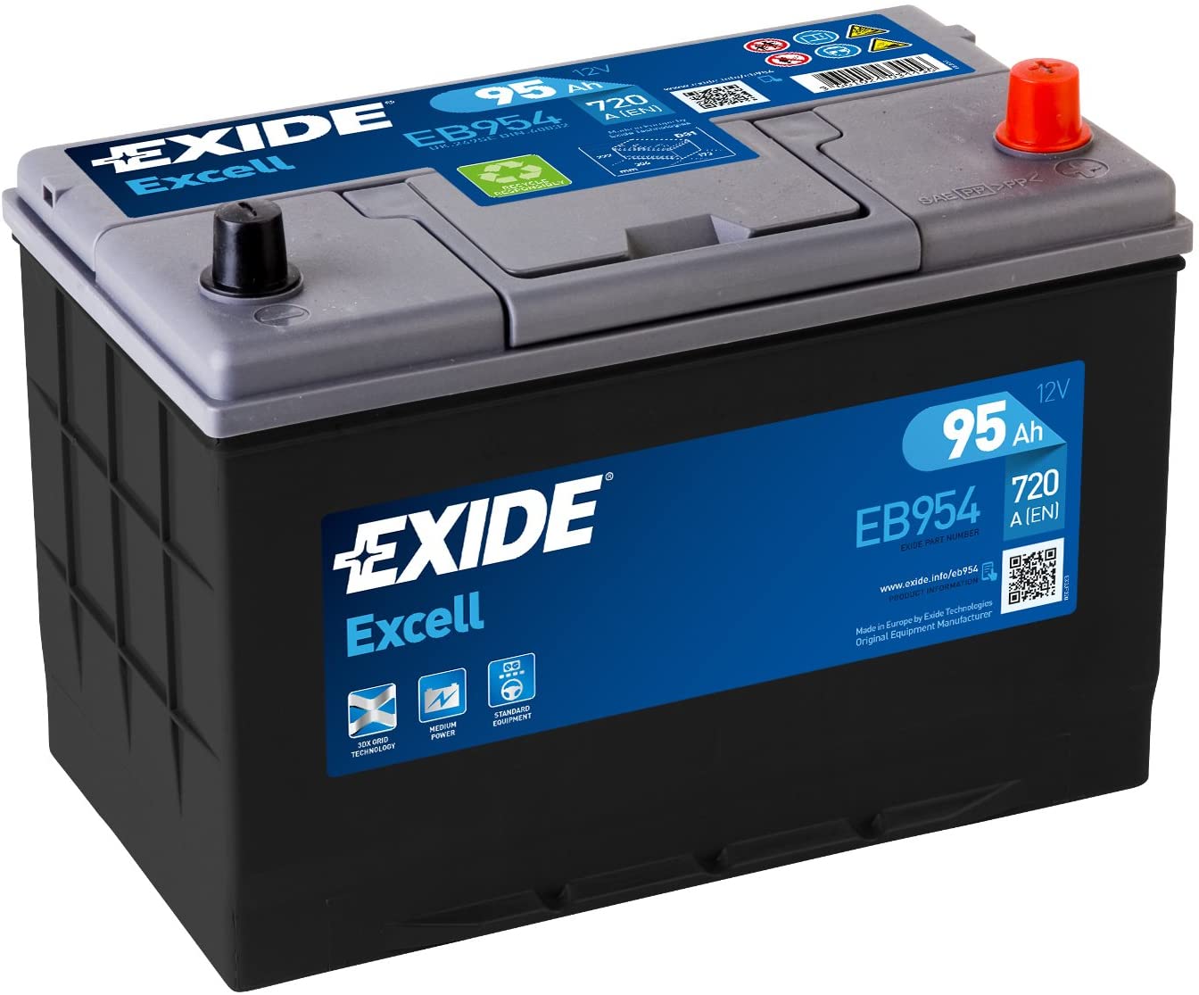 Starterbatterie Exide Excell EB954 12V 95Ah 720A
