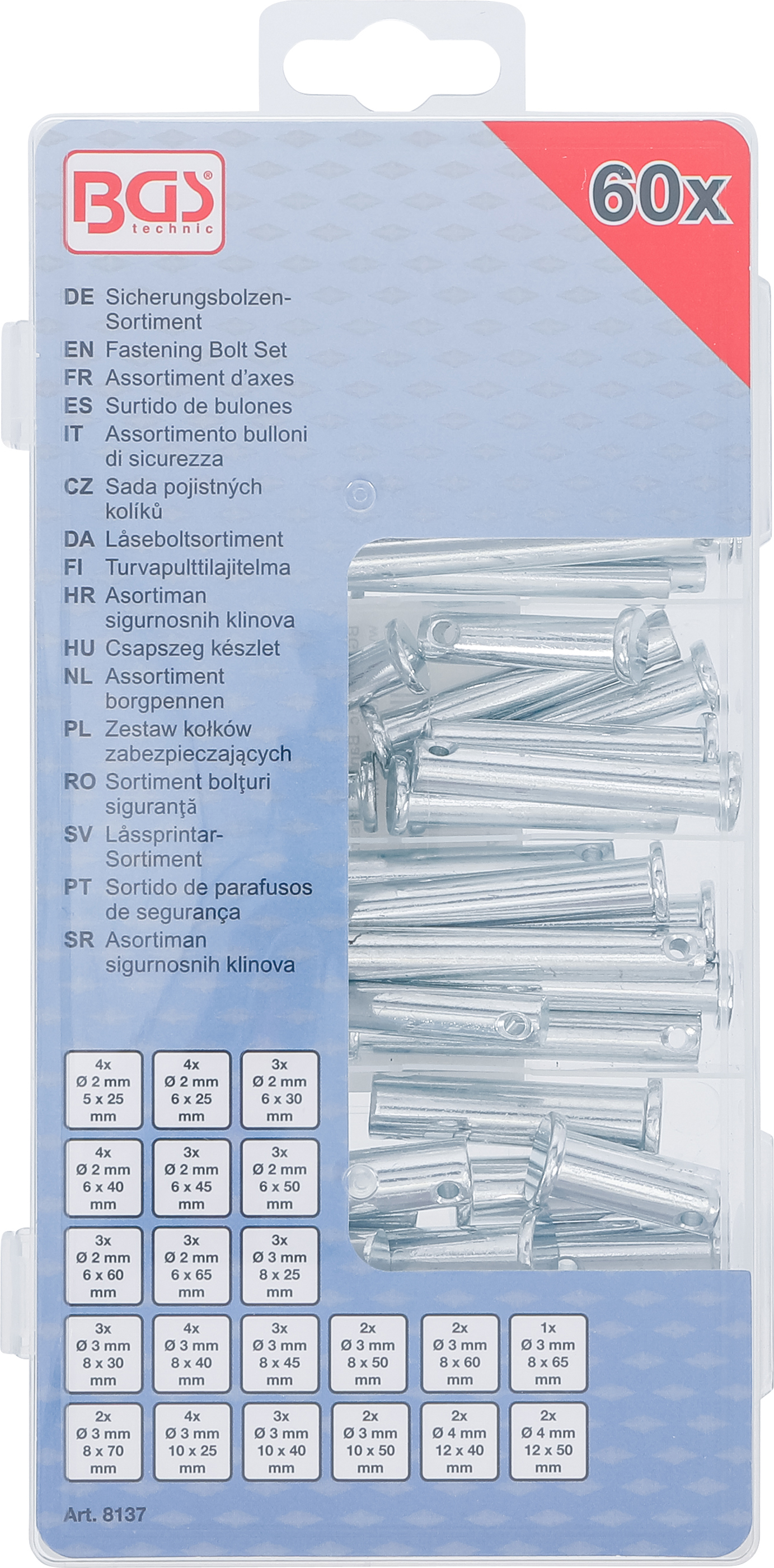 BGS Sicherungsbolzen-Sortiment | 60-tlg.