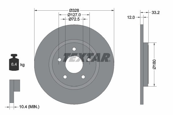Bremsscheibe 92286003 “TEXTAR 328 mm, 12 mm”