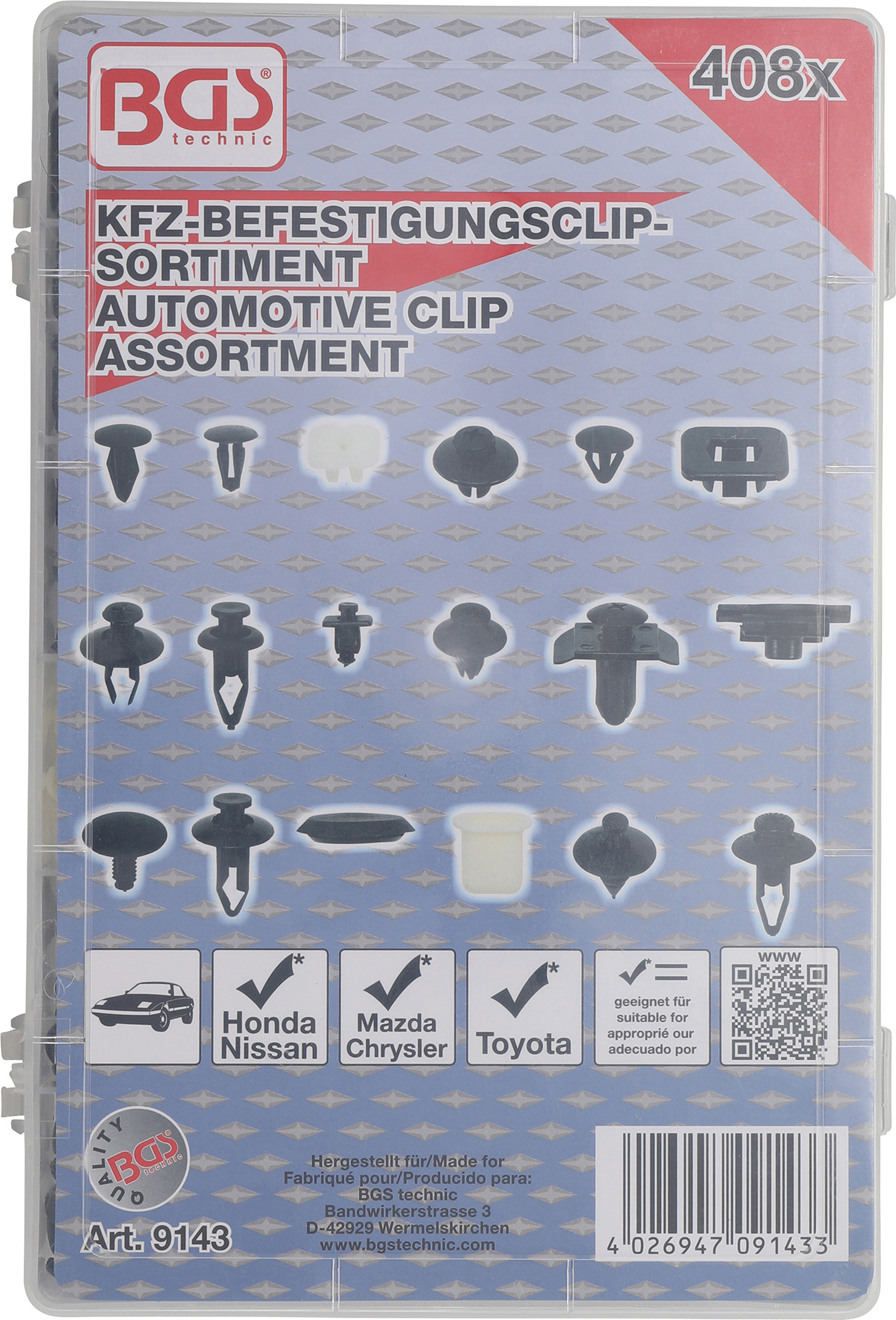 BGS Kfz-Befestigungsclip-Sortiment für Nissan | 408-tlg.