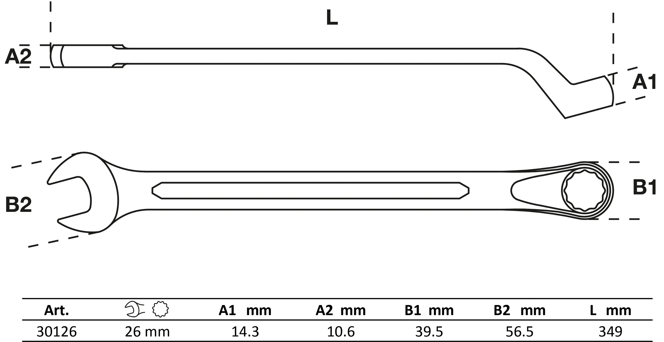 BGS Maul-Ringschlüssel, gekröpft | SW 26 mm