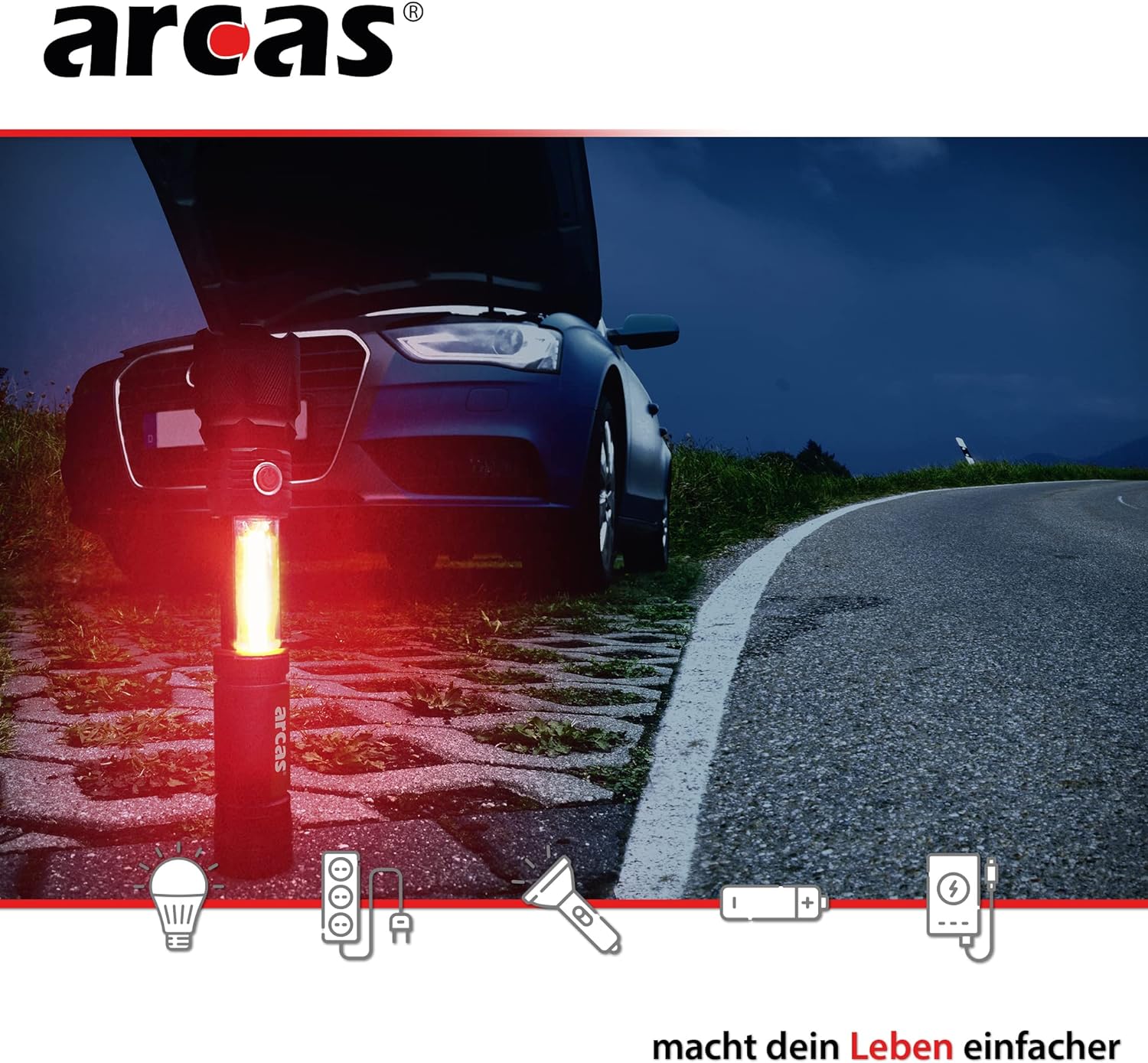 Arcas 3 in 1 LED Leuchte Taschenlampe 350 Lumen schwarz