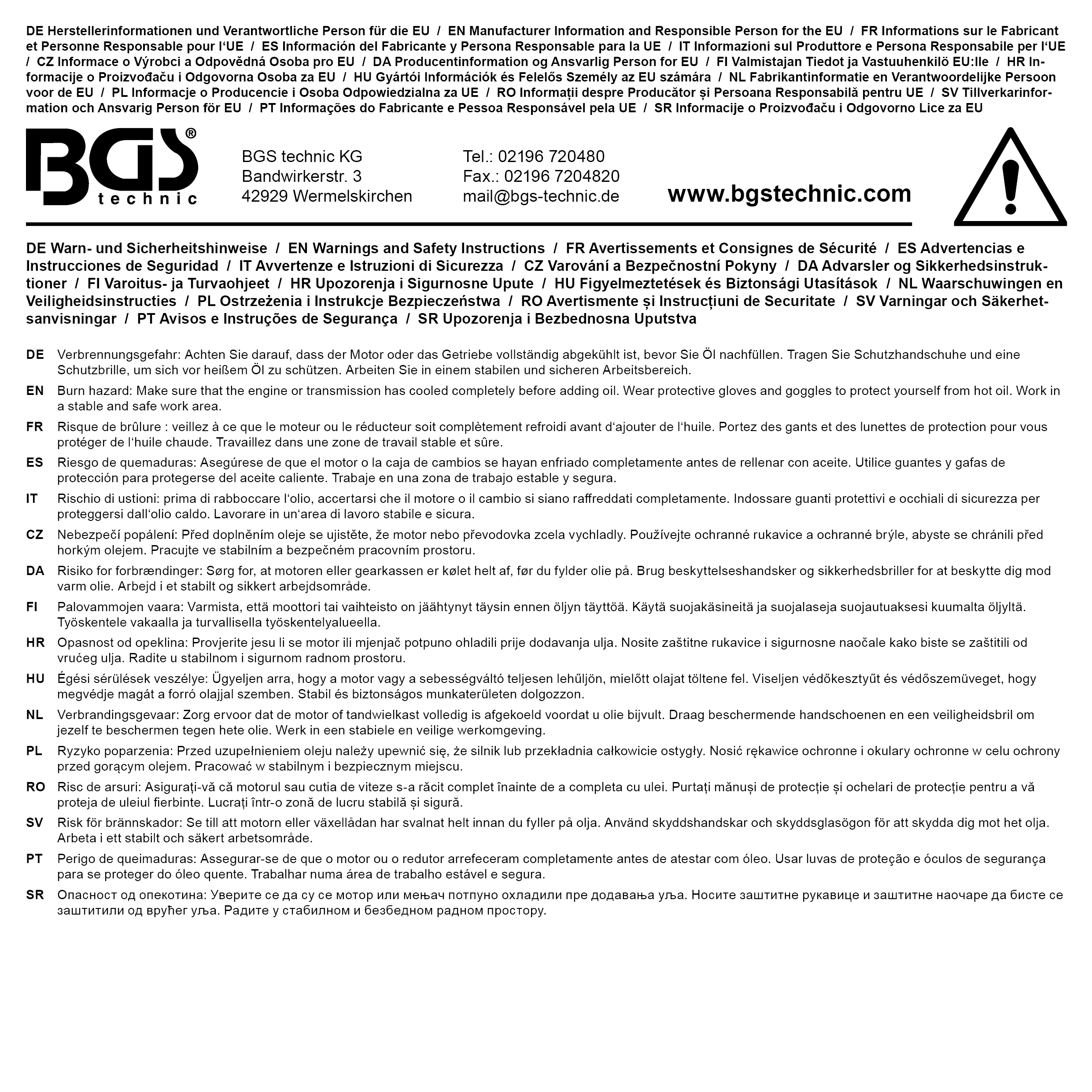 BGS Öl-Befülladapter für VAG | für Art. 8505-1, 8899, 72213