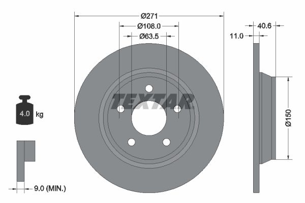 Bremsscheibe “TEXTAR voll , 271 mm, 11 mm”