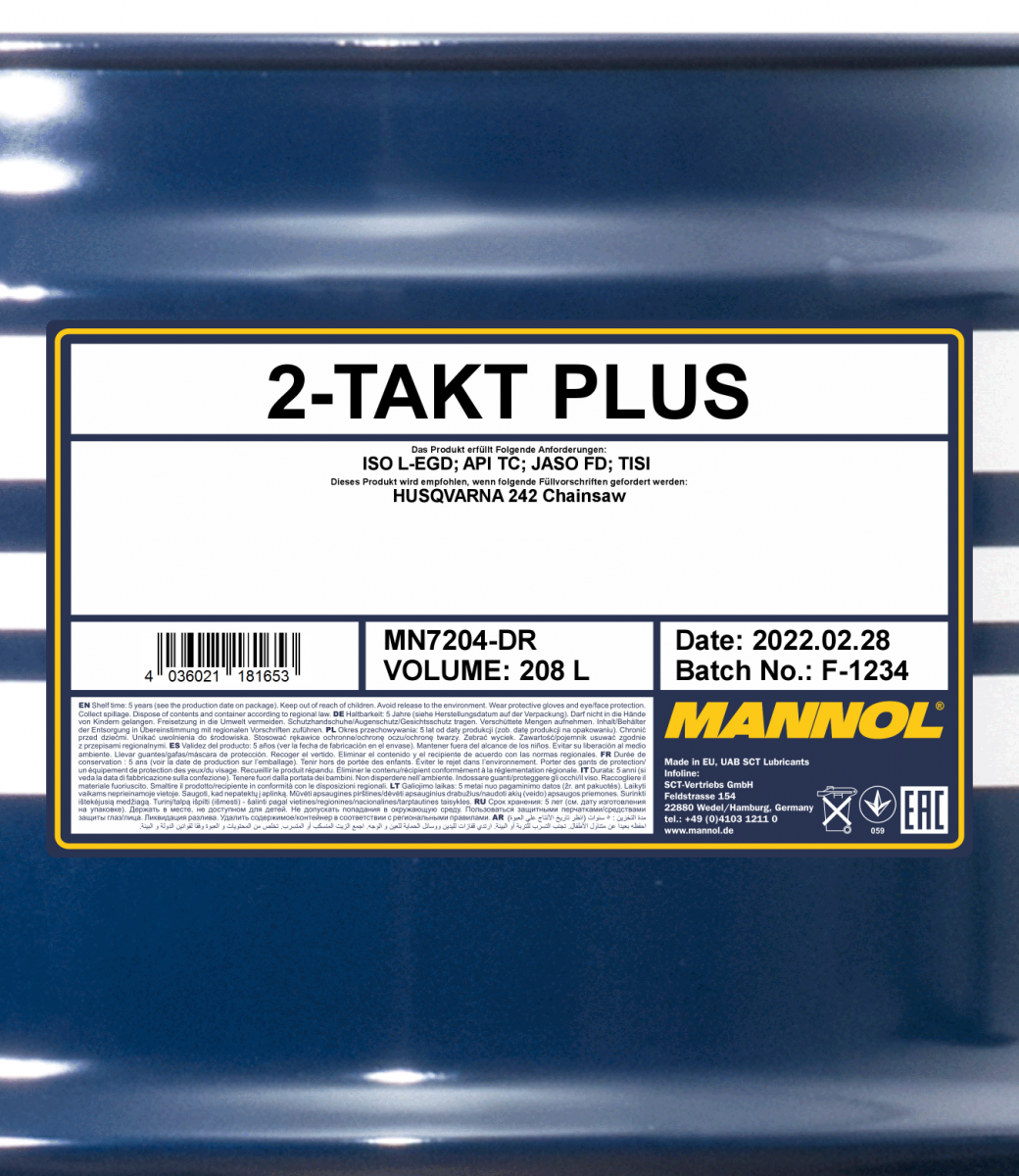 Mannol 2-Takt Plus 7204 Zweitakt Motoröl teilsynthetisch 208 Liter