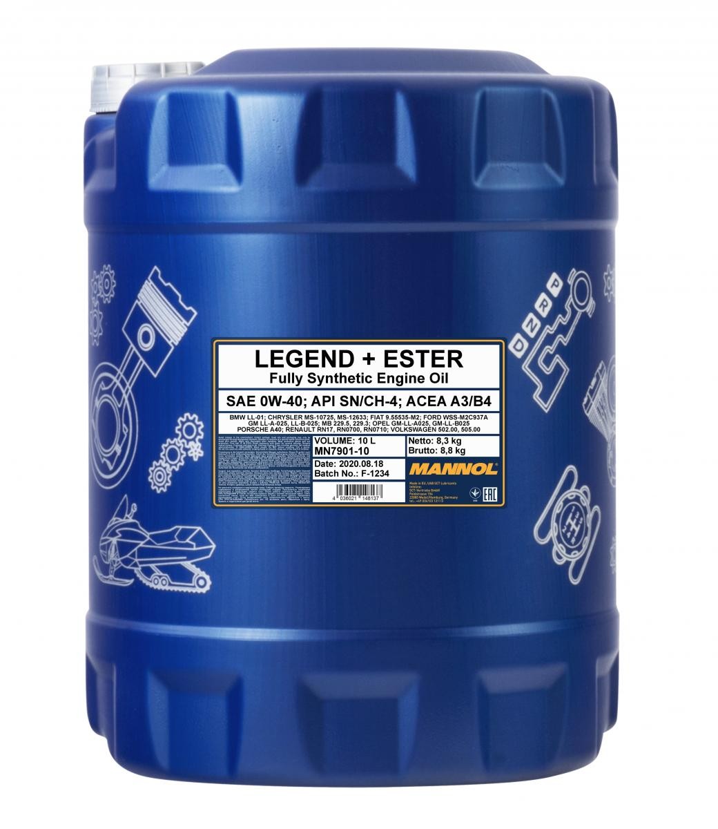 0W-40 Mannol 7901 Legend + Ester Motoröl 10 Liter