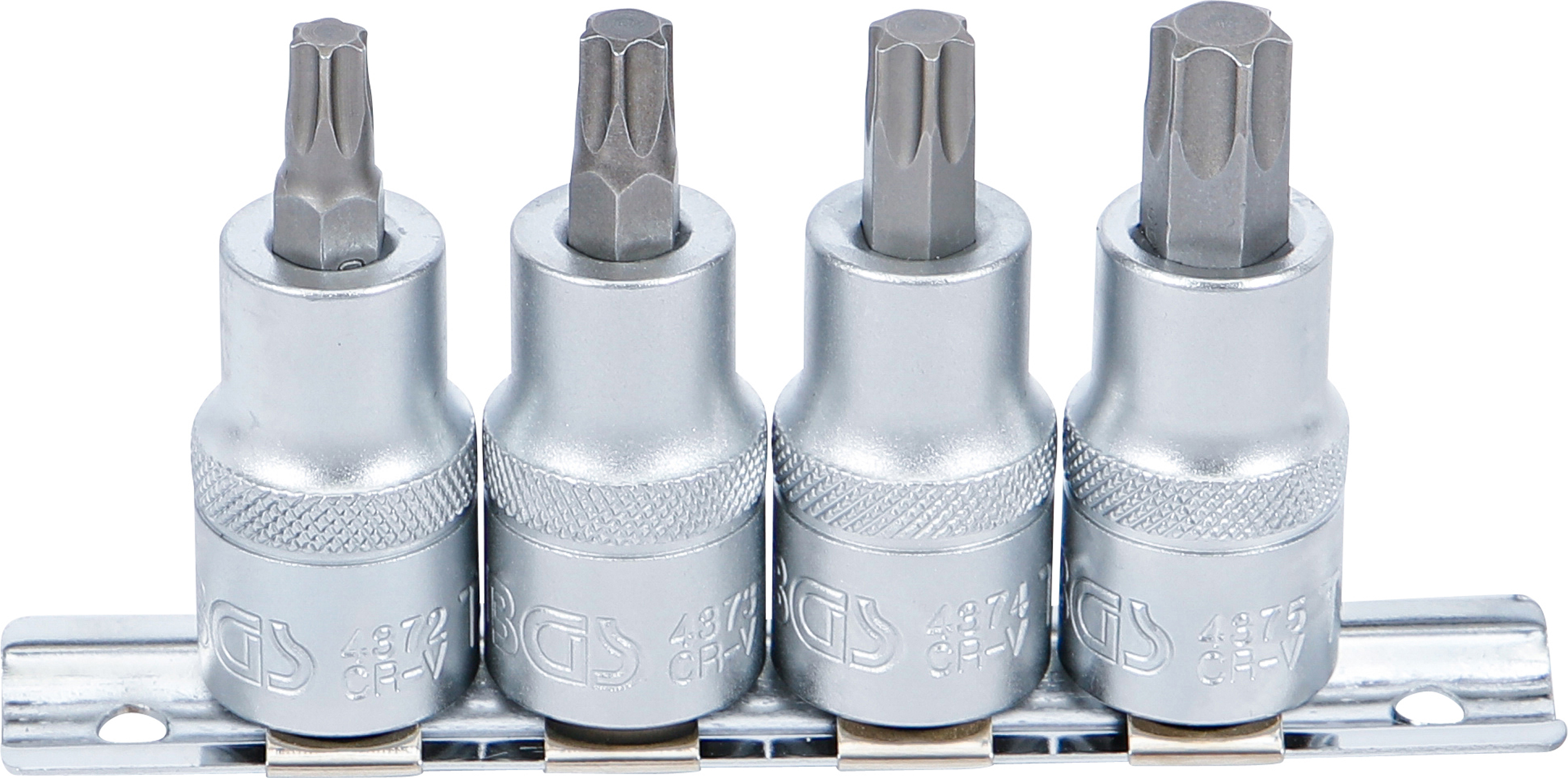 BGS Bit-Einsatz-Satz | Antrieb Innenvierkant 12,5 mm (1/2") | T-Profil (für Torx) T40 - T55 | 4-tlg.