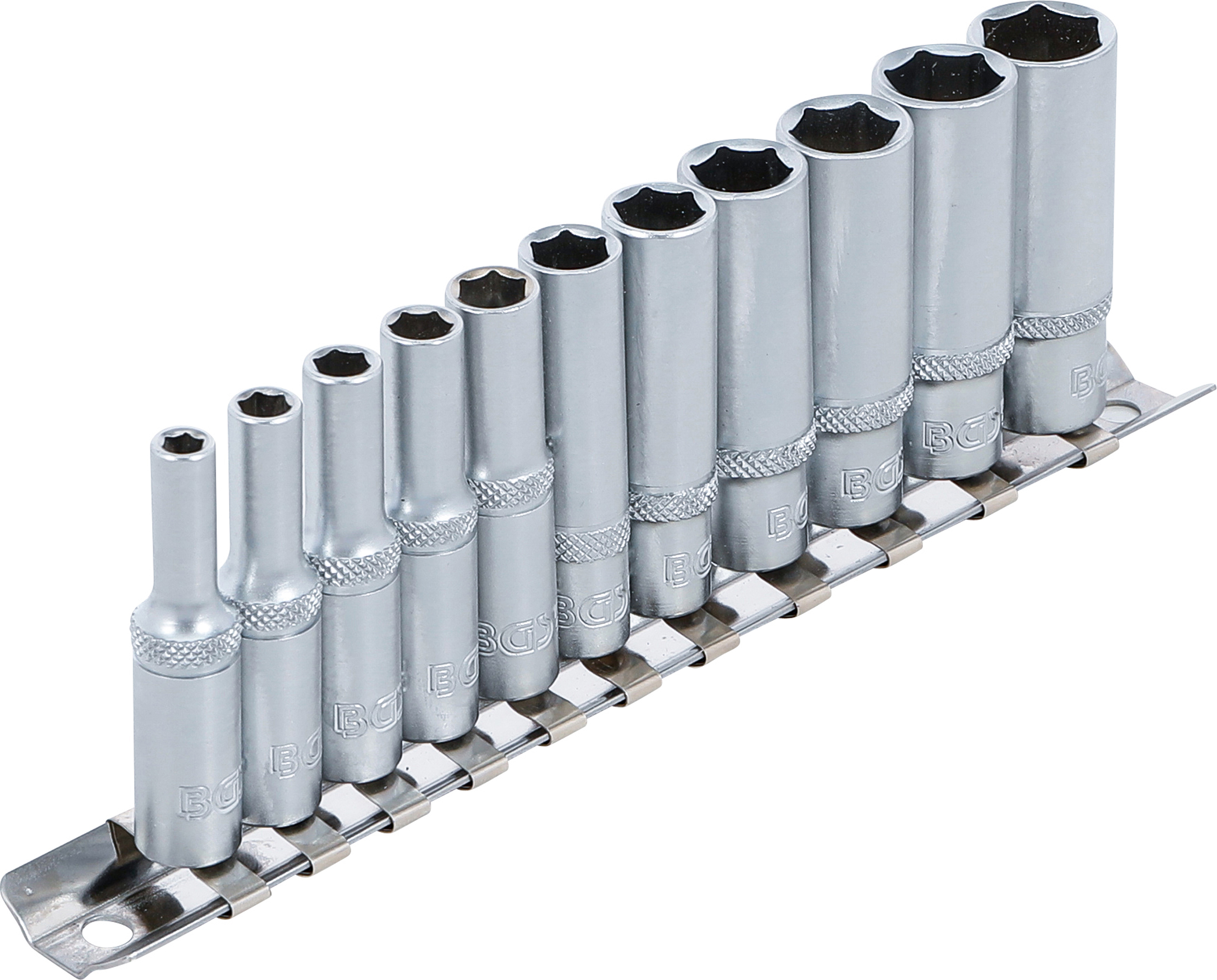 BGS Steckschlüssel-Einsatz-Satz Sechskant, tief | Antrieb Innenvierkant 6,3 mm (1/4") | SW 4 - 13 mm | 11-tlg.
