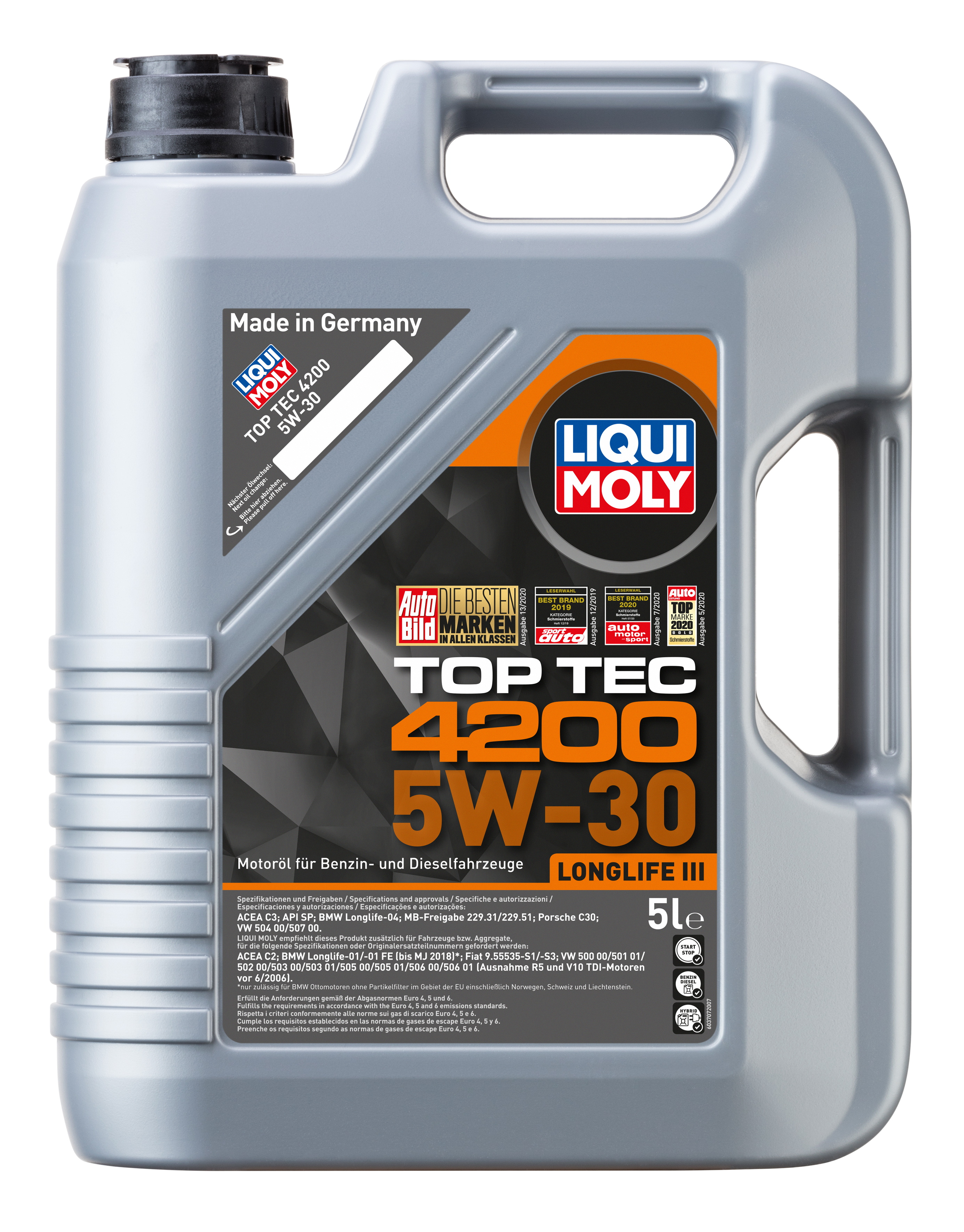 5W-30 Liqui Moly 3707 Top Tec 4200 Longlife III Motoröl 5 Liter