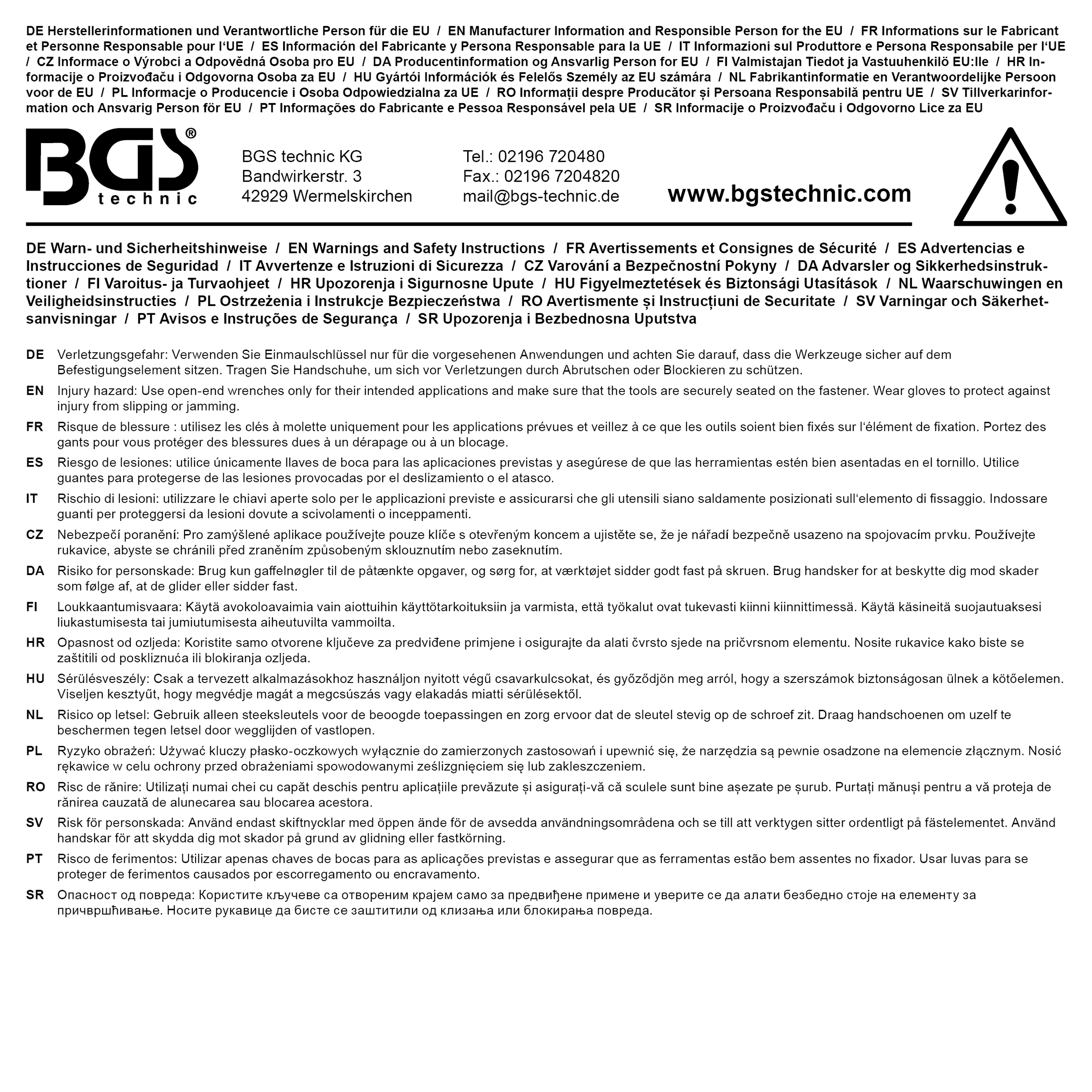BGS Einmaulschlüssel | DIN 894 | SW 13 mm