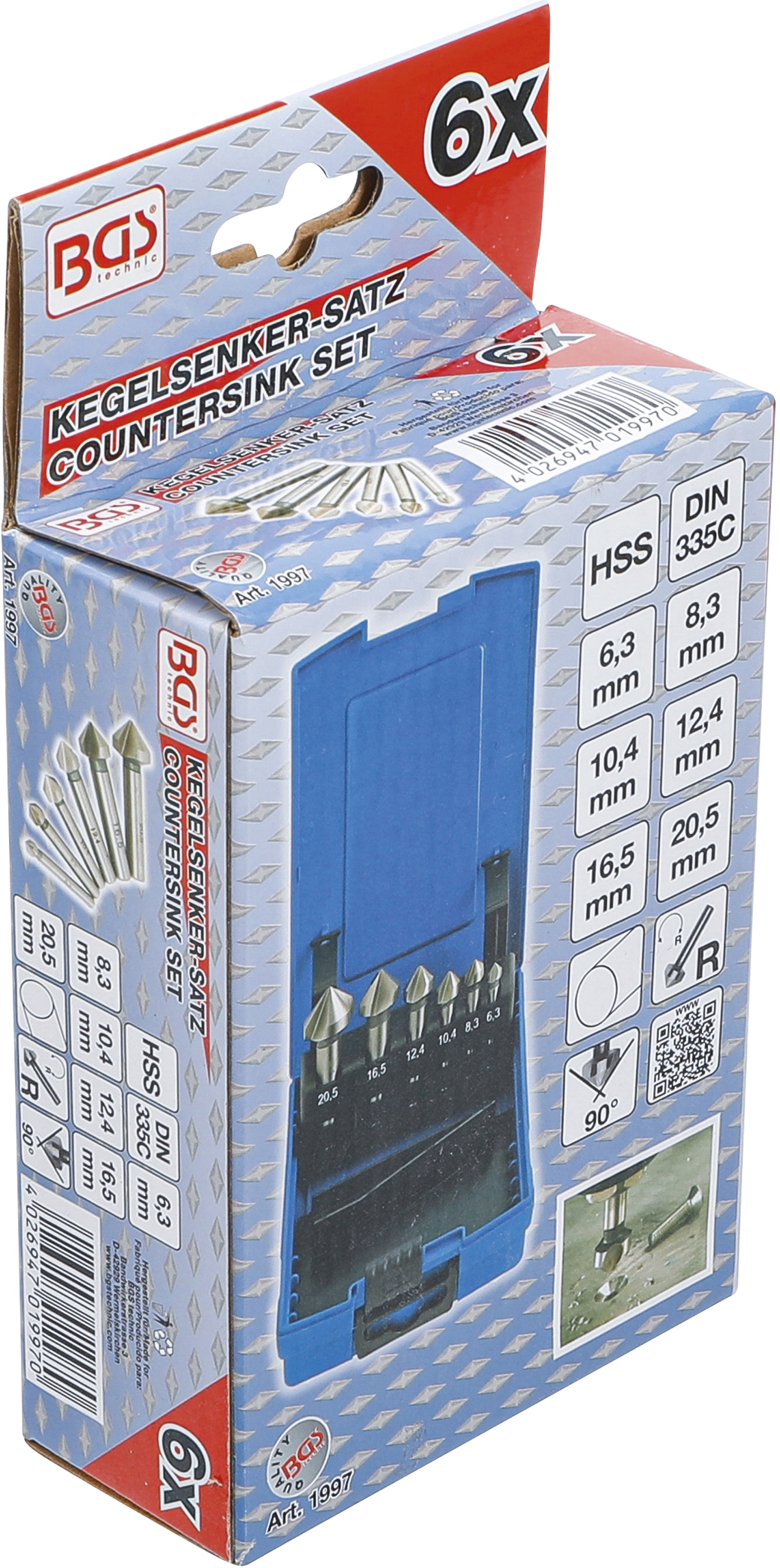 BGS Kegelsenker-Satz | HSS | DIN 335 Form C | 6-tlg.