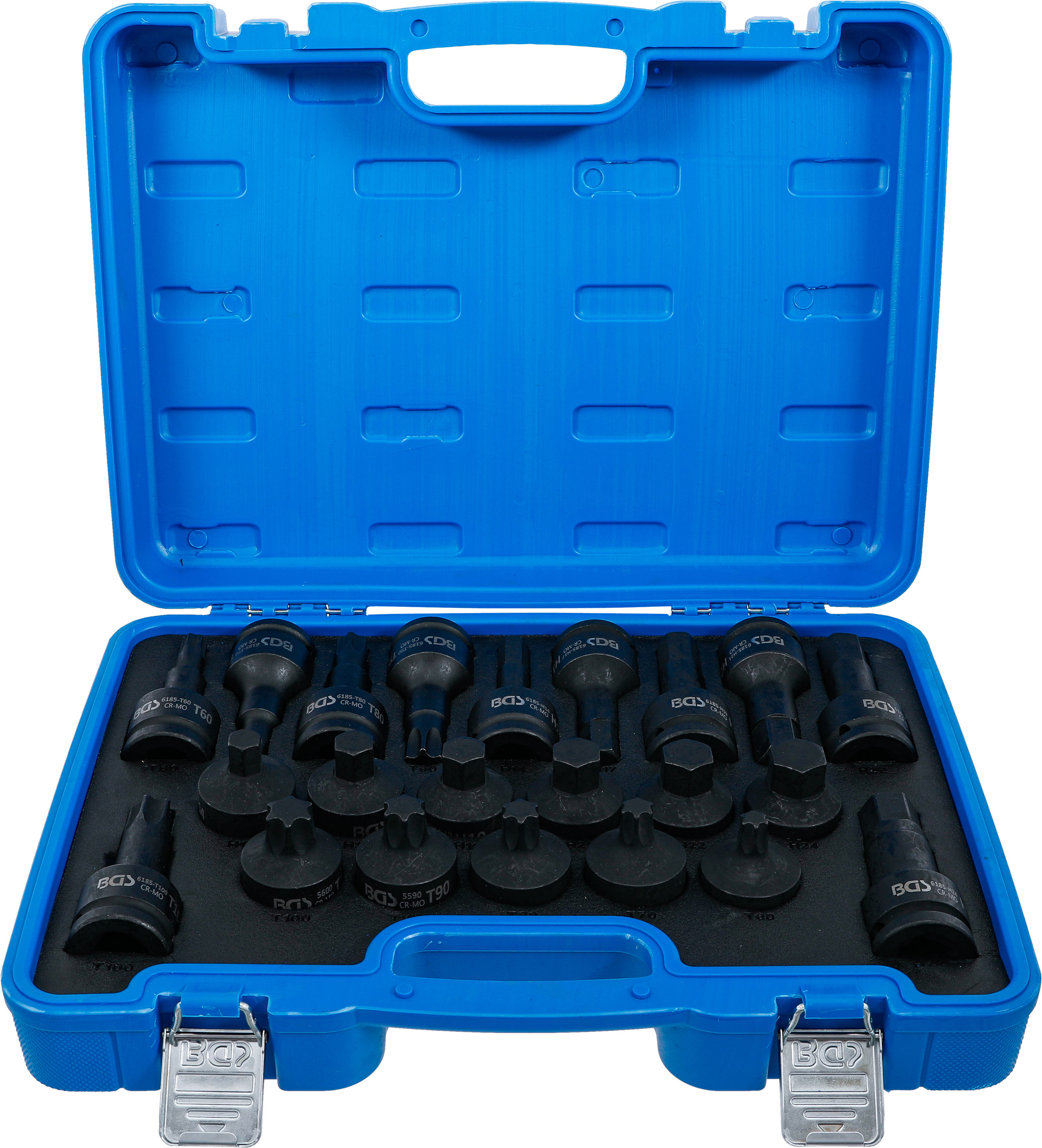 BGS Kraft-Bit-Einsatz-Satz | Antrieb Innenvierkant 20 mm (3/4") | Innensechskant, T-Profil (für Torx) | 22-tlg.