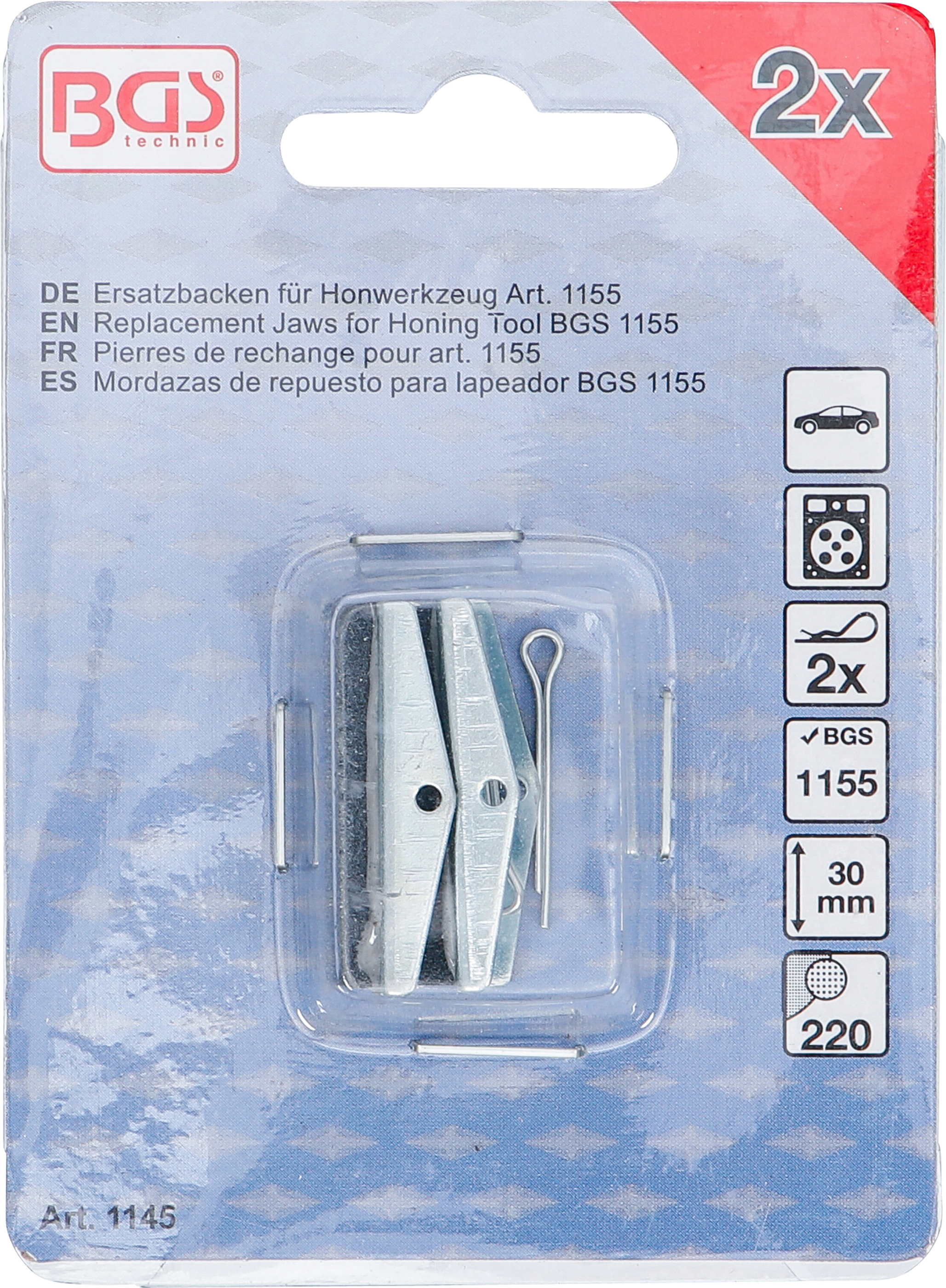 BGS Ersatzbacken für Honwerkzeug Art. 1155 | Backen 30 mm | K 220 | 2-tlg.