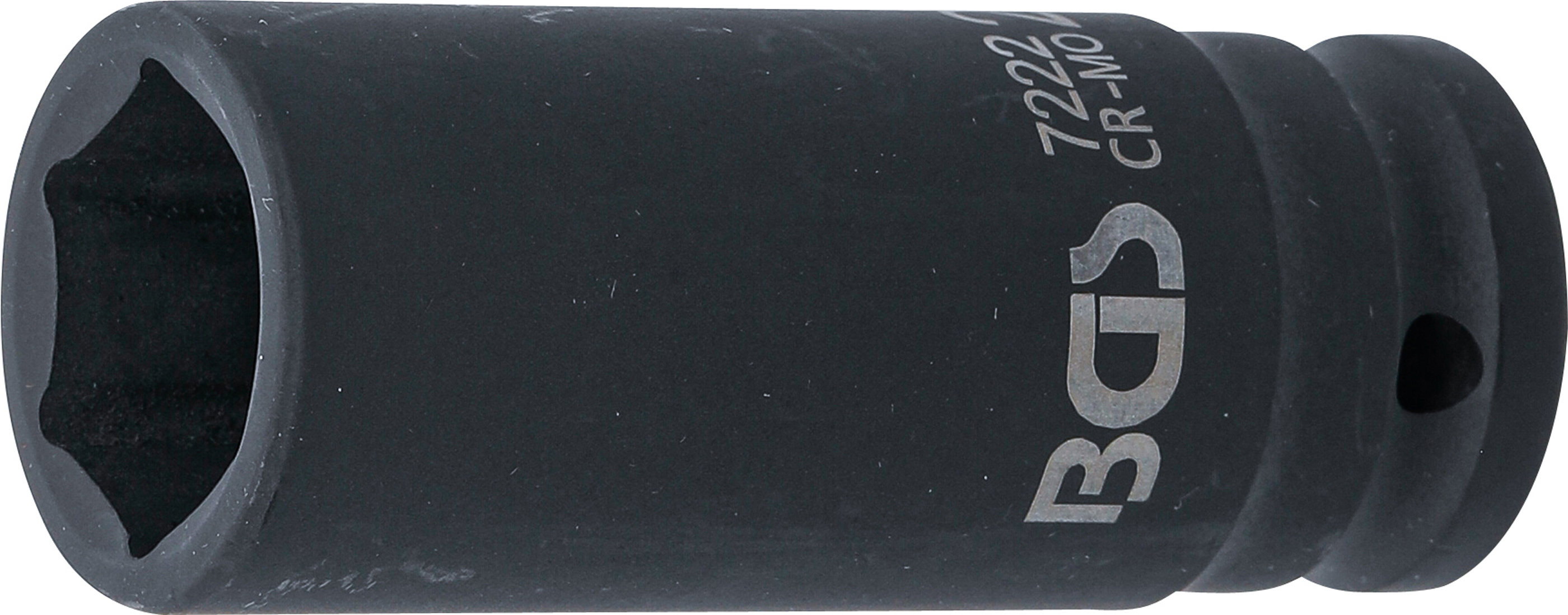 BGS Kraft-Steckschlüssel-Einsatz Sechskant, tief | Antrieb Innenvierkant 12,5 mm (1/2") | SW 22 mm