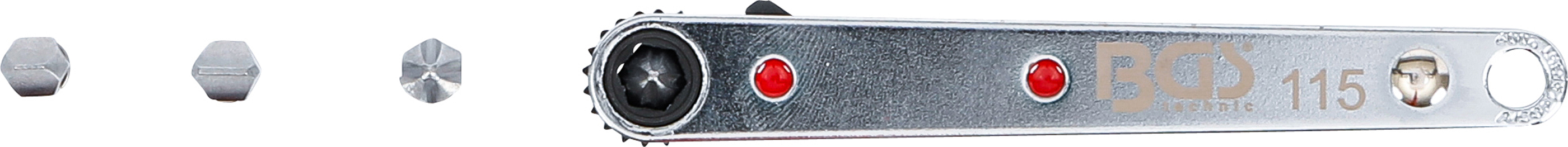 BGS Spezial-Bitknarre, ultra dünn | Abtrieb Innensechskant 6,3 mm (1/4") | inkl. 4 Spezial-Bits