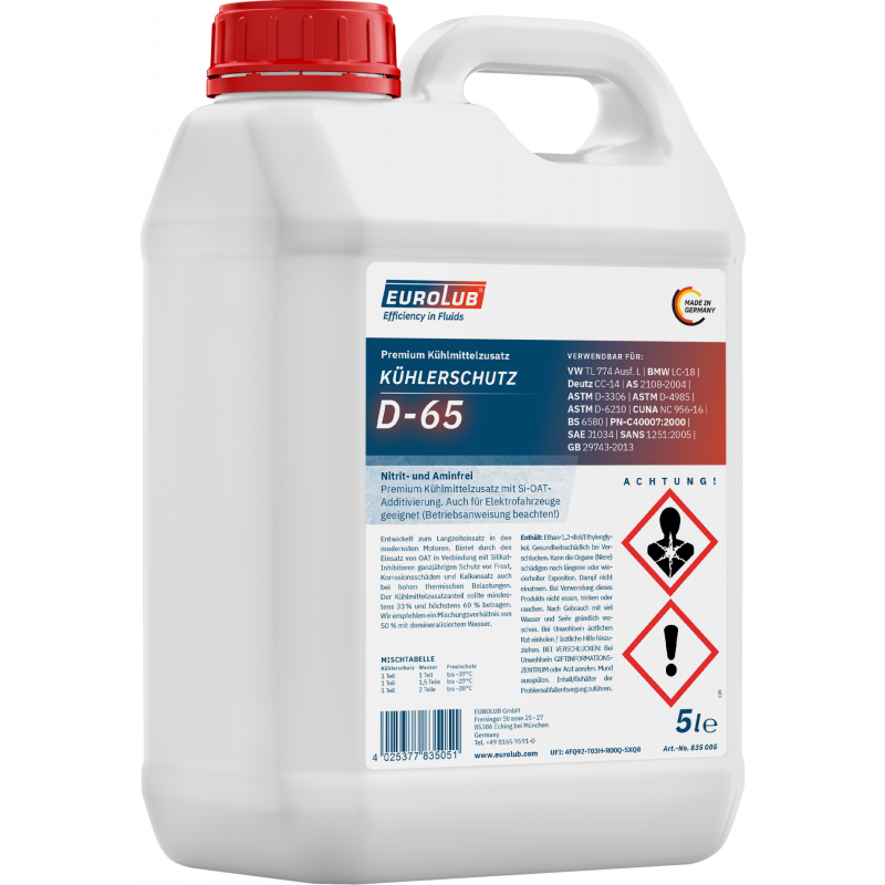 Eurolub Kühlerfrostschutz D-65 Konzentrat 5 Liter Eurolub Kühlerfrostschutz D-65 Konzentrat 5 Liter
