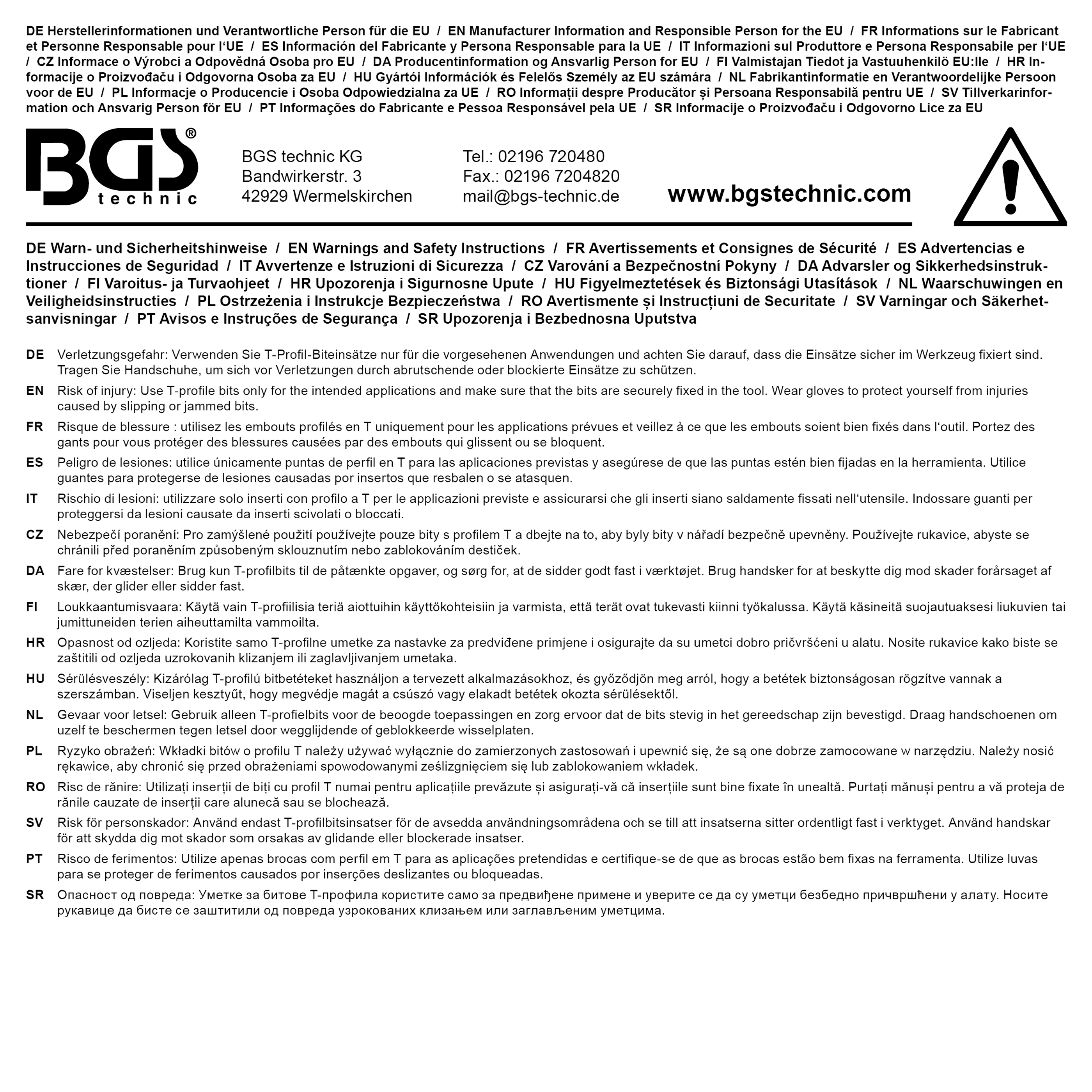 BGS Bit-Einsatz | Antrieb Innenvierkant 6,3 mm (1/4") | T-Profil (für Torx) T27