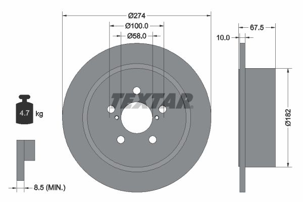 Bremsscheibe 92167800 “TEXTAR 274 mm, 10 mm”