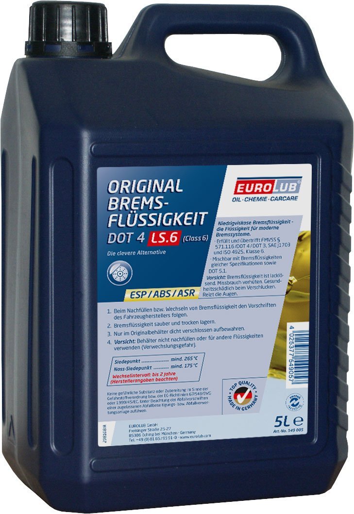 Eurolub Bremsflüssigkeit DOT-4 LS.6 (Class 6) Brake Fluid 5 Liter