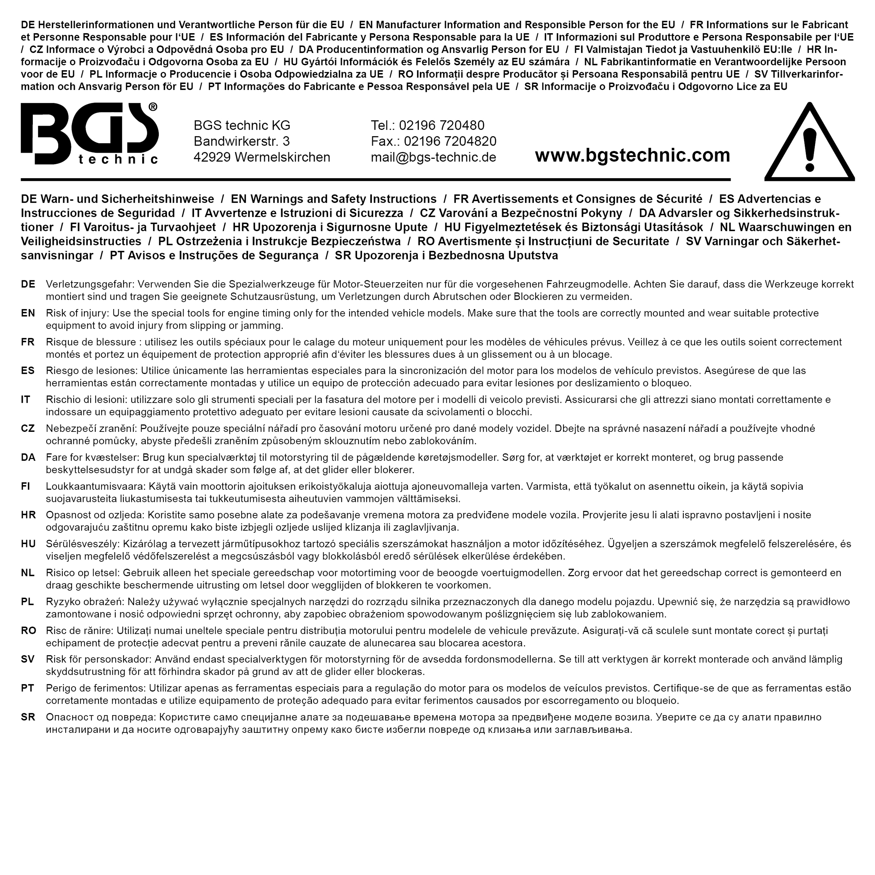 BGS Motor-Einstellwerkzeug-Satz | für Fiat, Lancia