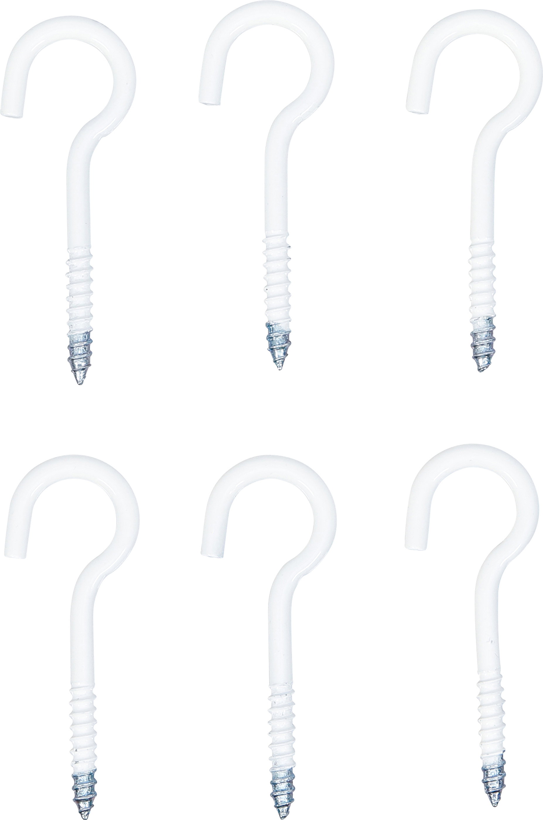 BGS Schraubhaken-Sortiment | weiß | kunststoffummantelt | 60 mm | 6-tlg.
