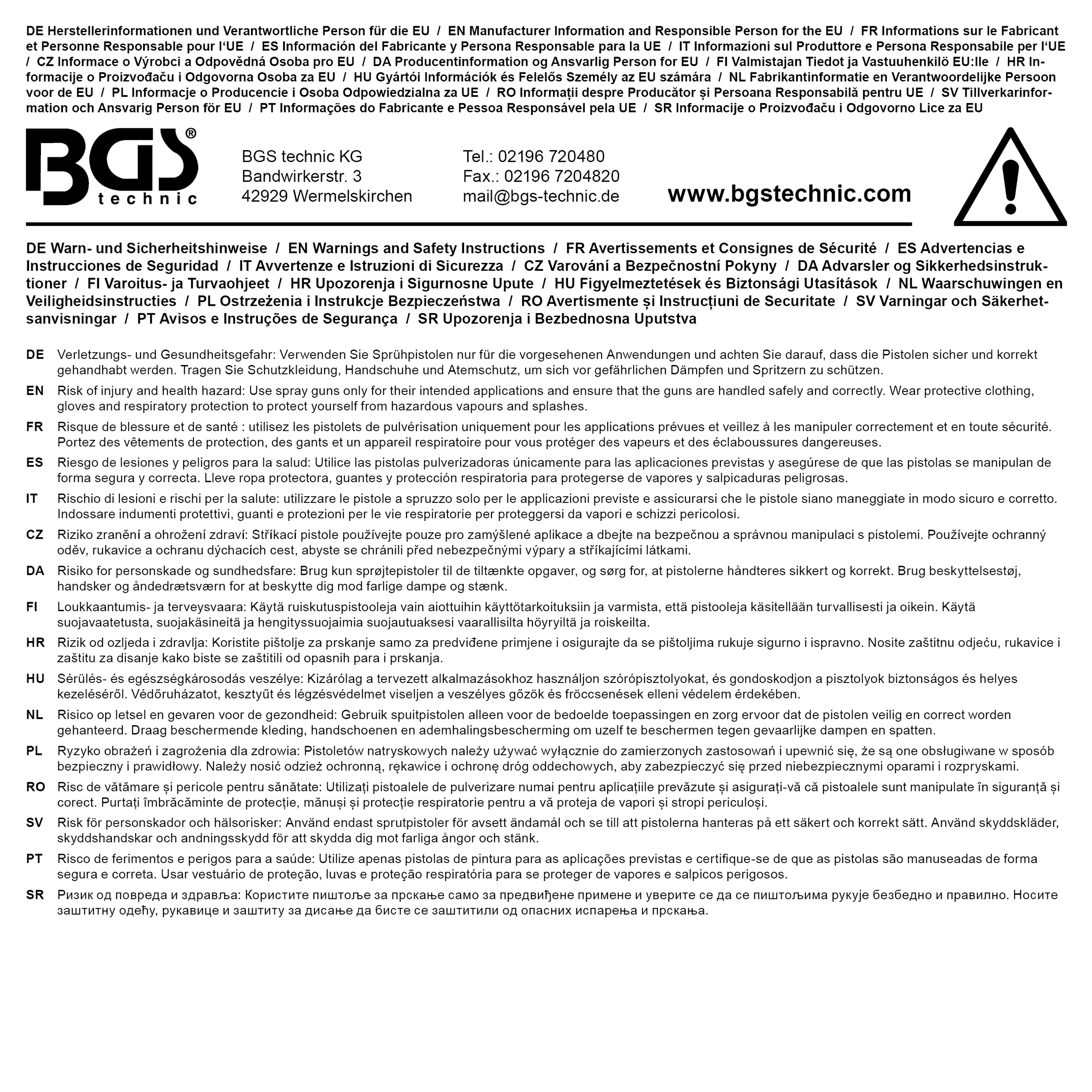 BGS Druckluft-Farbsprühpistole | mit 3 Sprühdüsen | 1,4 - 1,7 - 2,0 mm