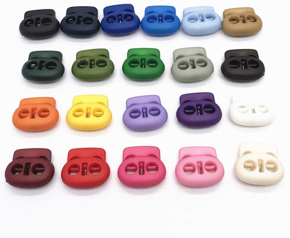 IWILCS 50 Pcs Kordelstopper, Kordelklemme(Doppellochung), Runde Kordelstopper Kunststoff, für Schnurenden, für das Camping, Wandern, den Sport, Rucksä