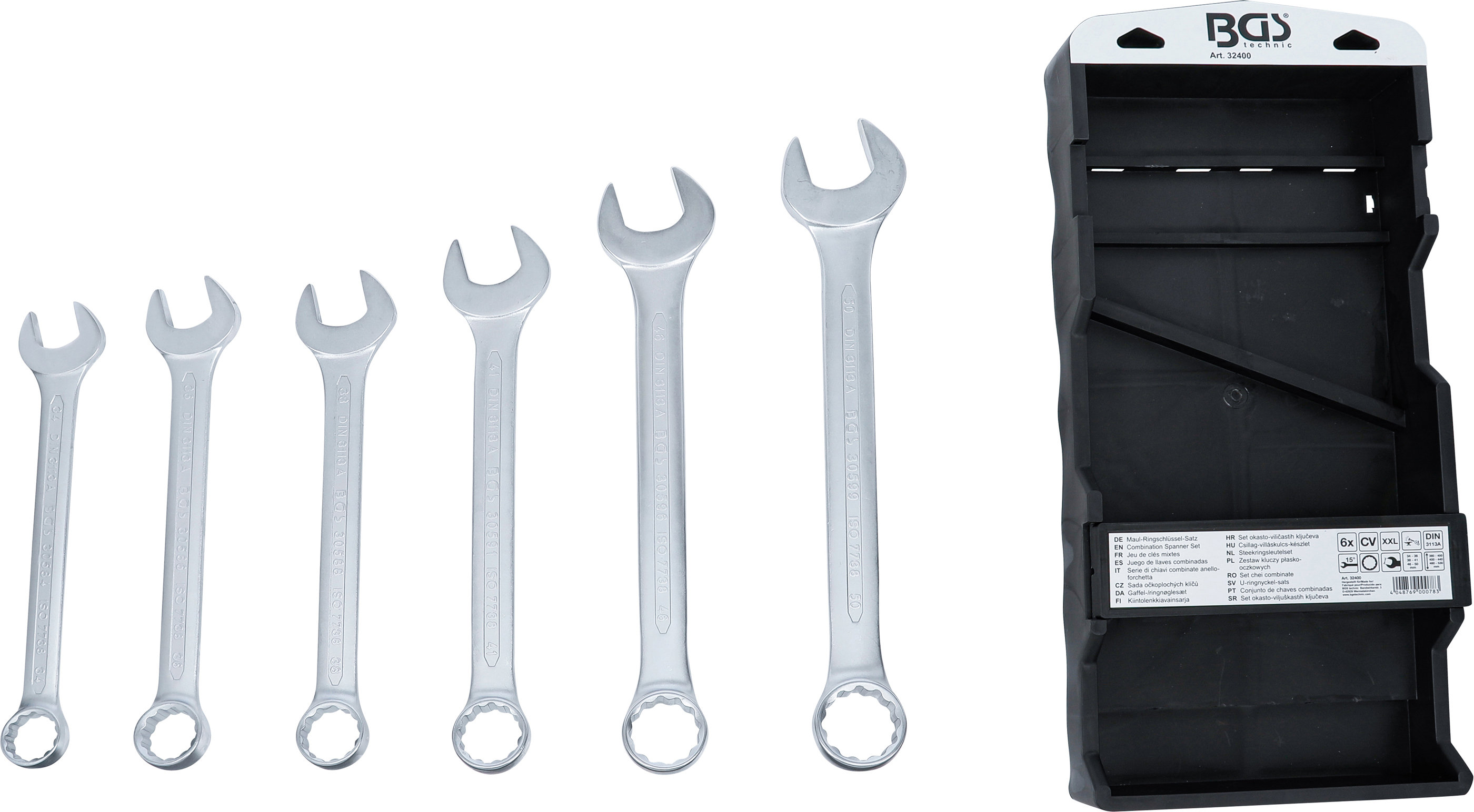 BGS Maul-Ringschlüssel-Satz | extra lang | SW 34 - 50 mm | 6-tlg.