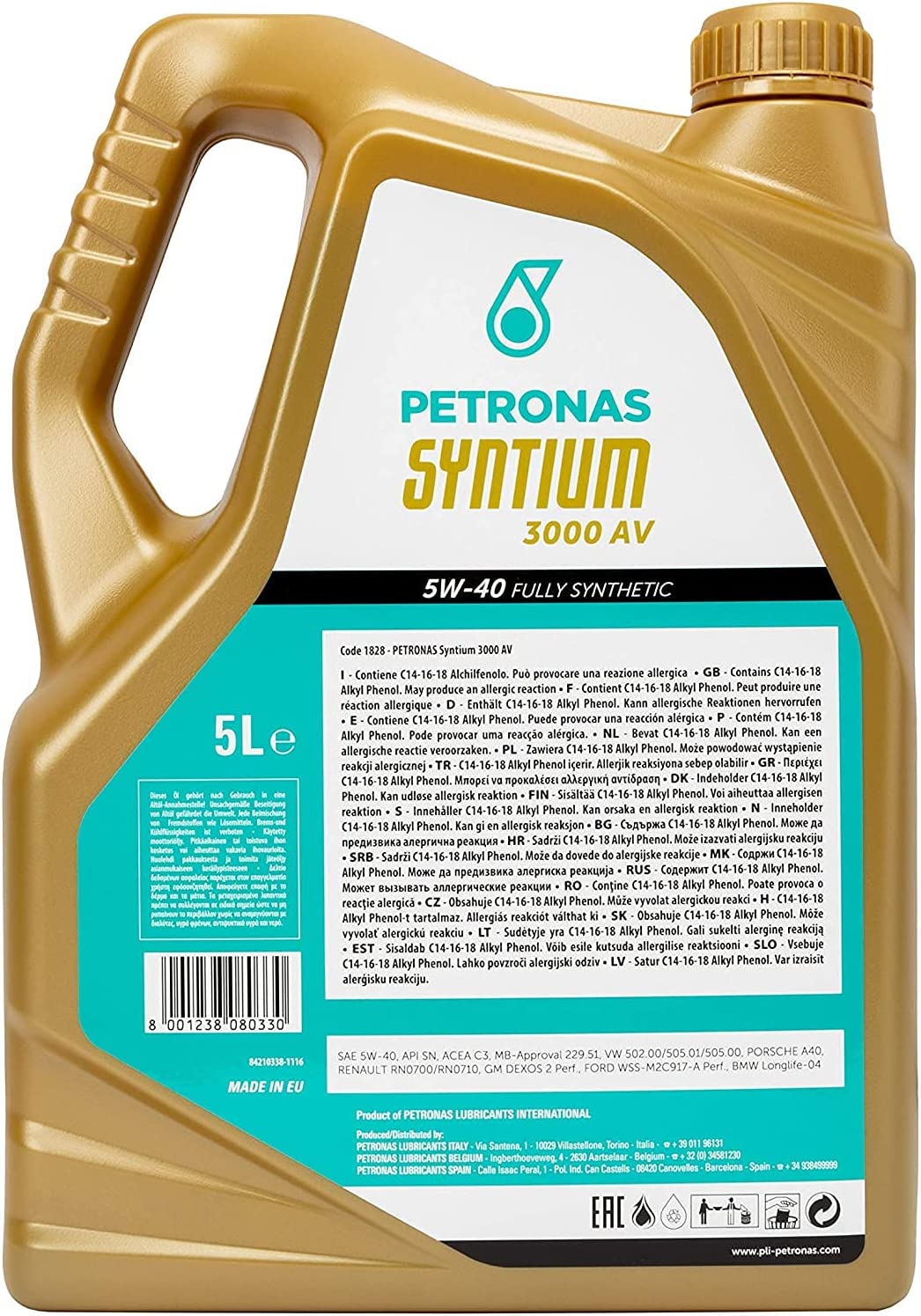 5W-40 Petronas Syntium 3000 AV Motoröl 5 Liter