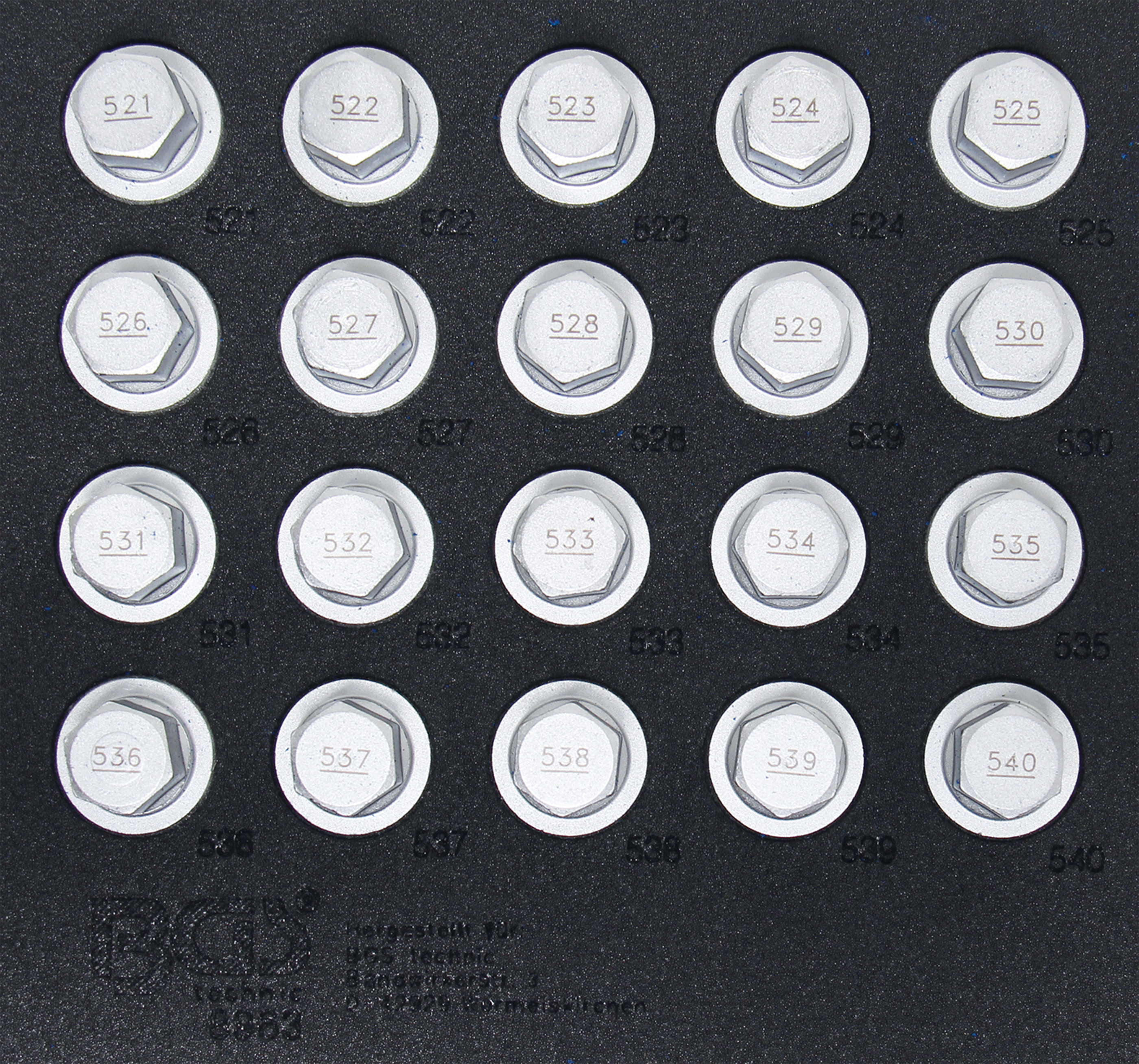 BGS Werkstattwageneinlage 1/6: Felgenschloss-Werkzeug-Satz für VAG | 20-tlg.