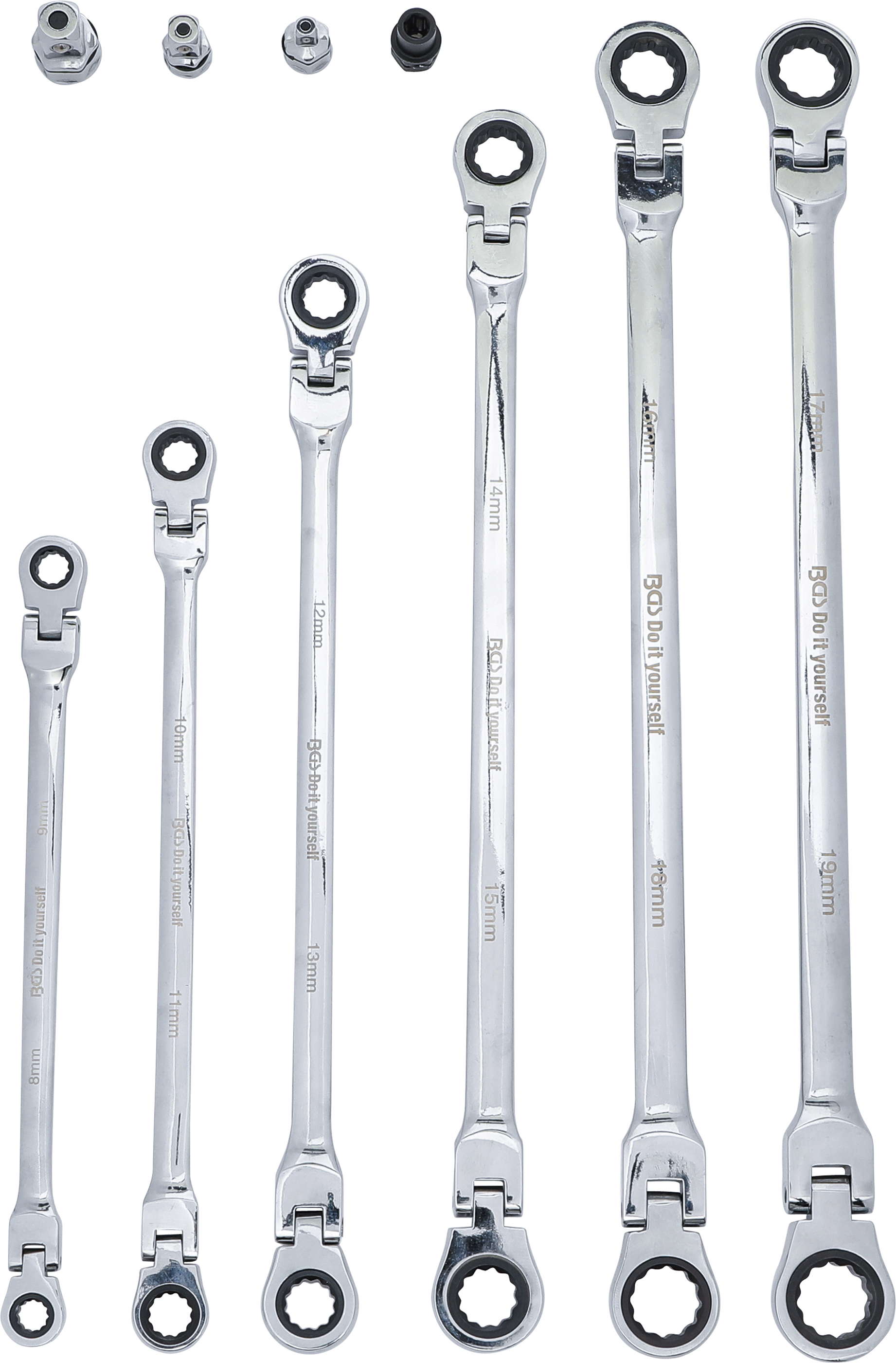 BGS Doppel-Ratschen-Gelenkschlüssel-Satz | SW 8 - 19 mm | 10-tlg.