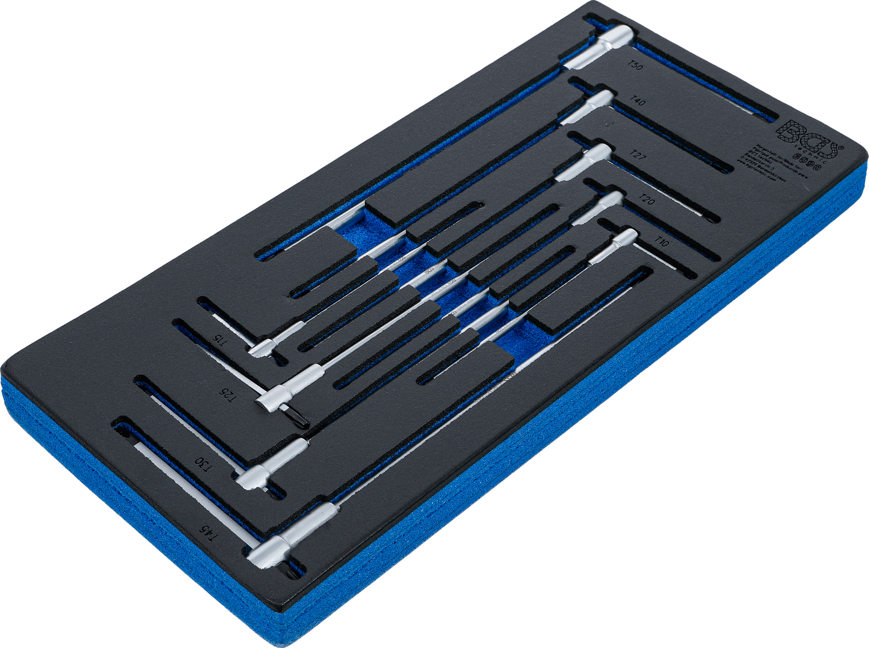 BGS Werkstattwageneinlage 1/3: Schraubendreher-Satz mit T-Gleitgriff | T-Profil (für Torx) | T10 - T50 | 9-tlg.