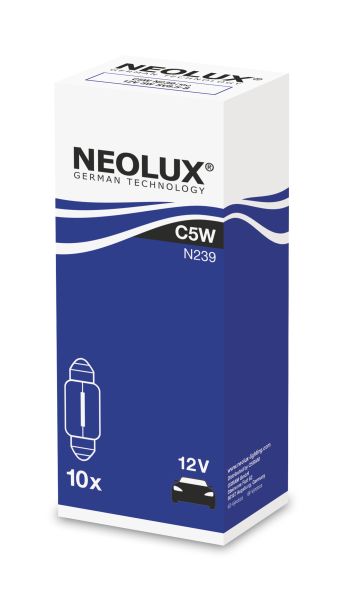 Neolux N239 Soffitte 12V 5W C5W SV8,5-8 Glühlampe 35 mm 10er Pack
