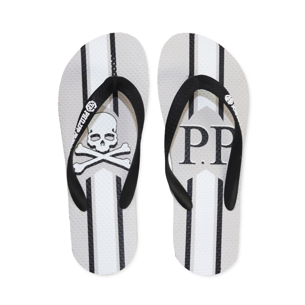 Philipp Plein Flip Flops Grau Flipflops Zehentrenner Gr. 42-43