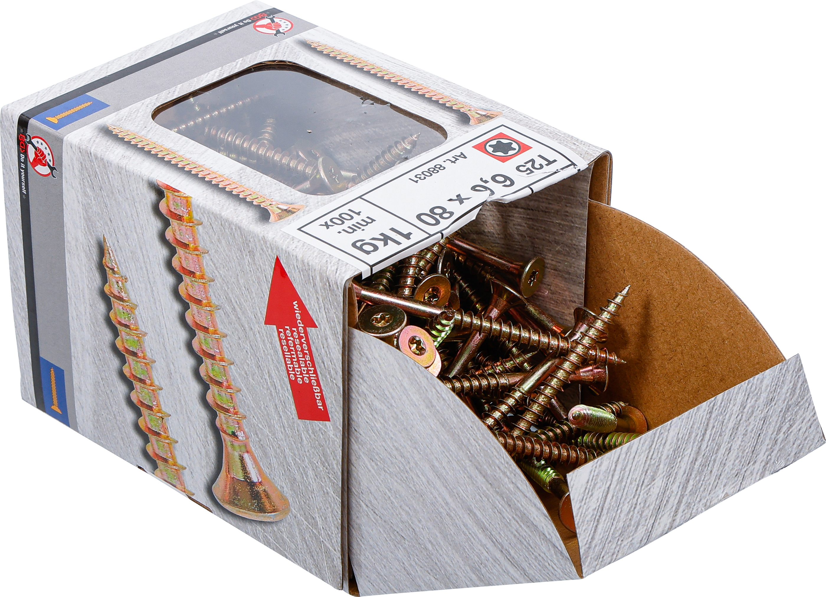 BGS Mehrzweckschrauben | T-Profil ( für Torx) T25 | 6,0 x 80 mm | 1 kg / 100 Stück