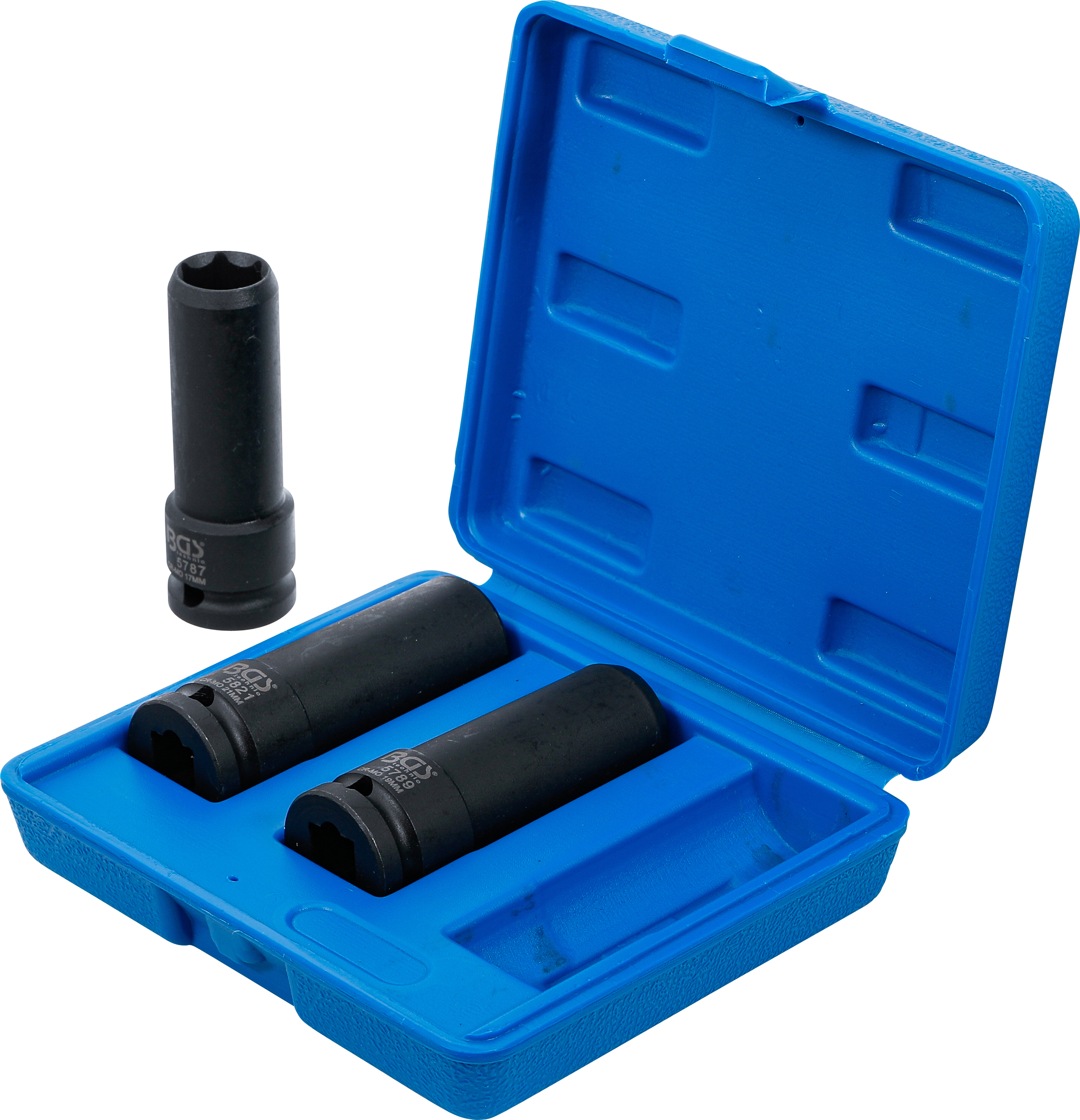 BGS Kraft-Spezial-Steckschlüssel-Einsatz-Satz | Antrieb Innenvierkant 12,5 mm (1/2") | SW 17 / 19 / 21 mm | 3-tlg.