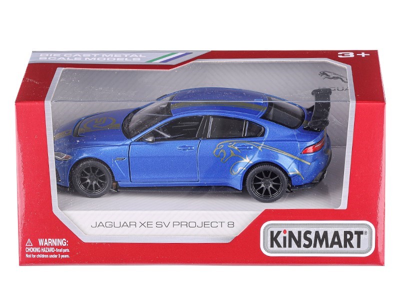 Kinsmart Jaguar XE SV Project 8 Blau Modell 1:38