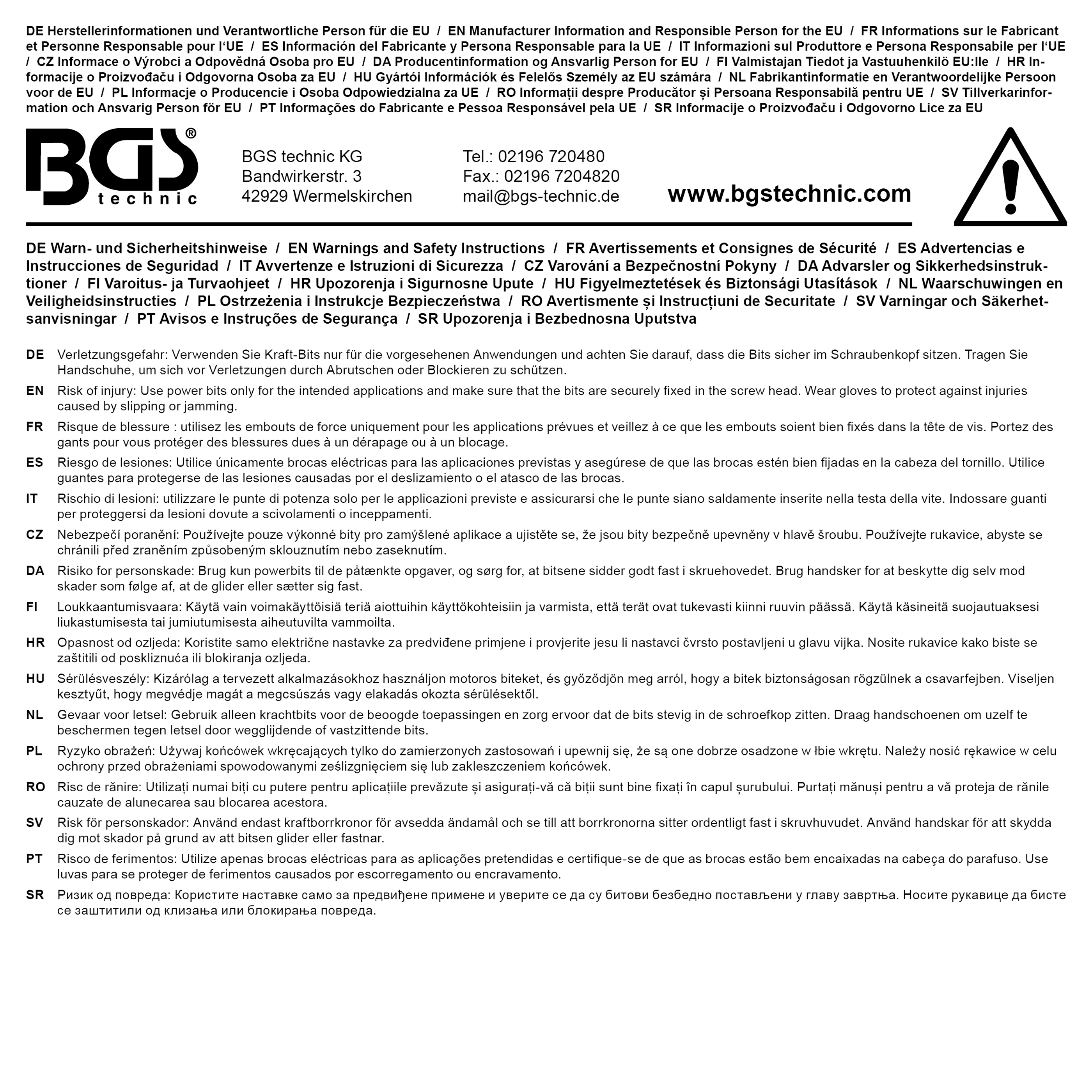 BGS Kraft-Bit-Einsatz | Länge 42 mm | Antrieb Innenvierkant 12,5 mm (1/2") | Innensechskant 6 mm