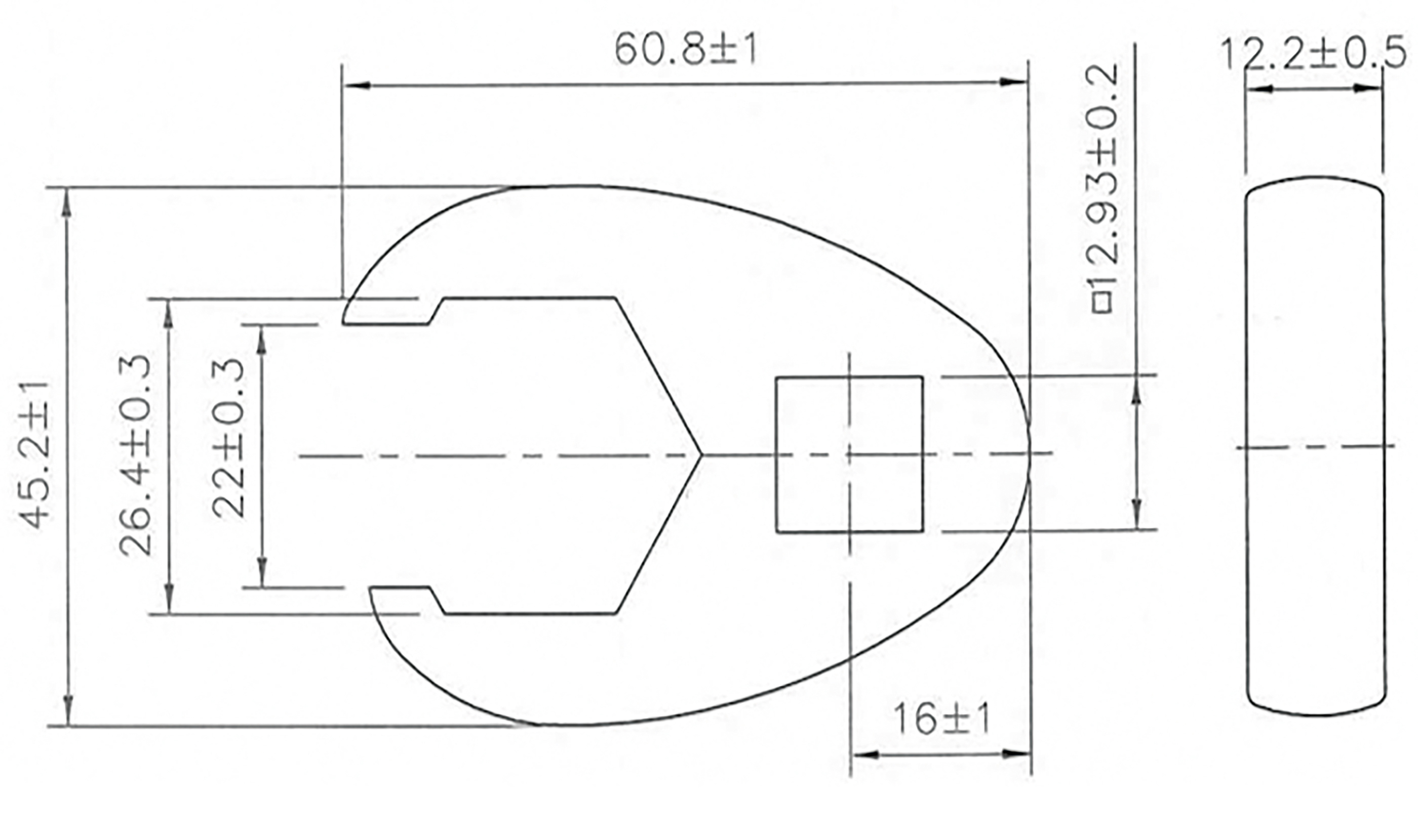 BGS Hahnenfußschlüssel | Antrieb Innenvierkant 12,5 mm (1/2") | SW 26 mm