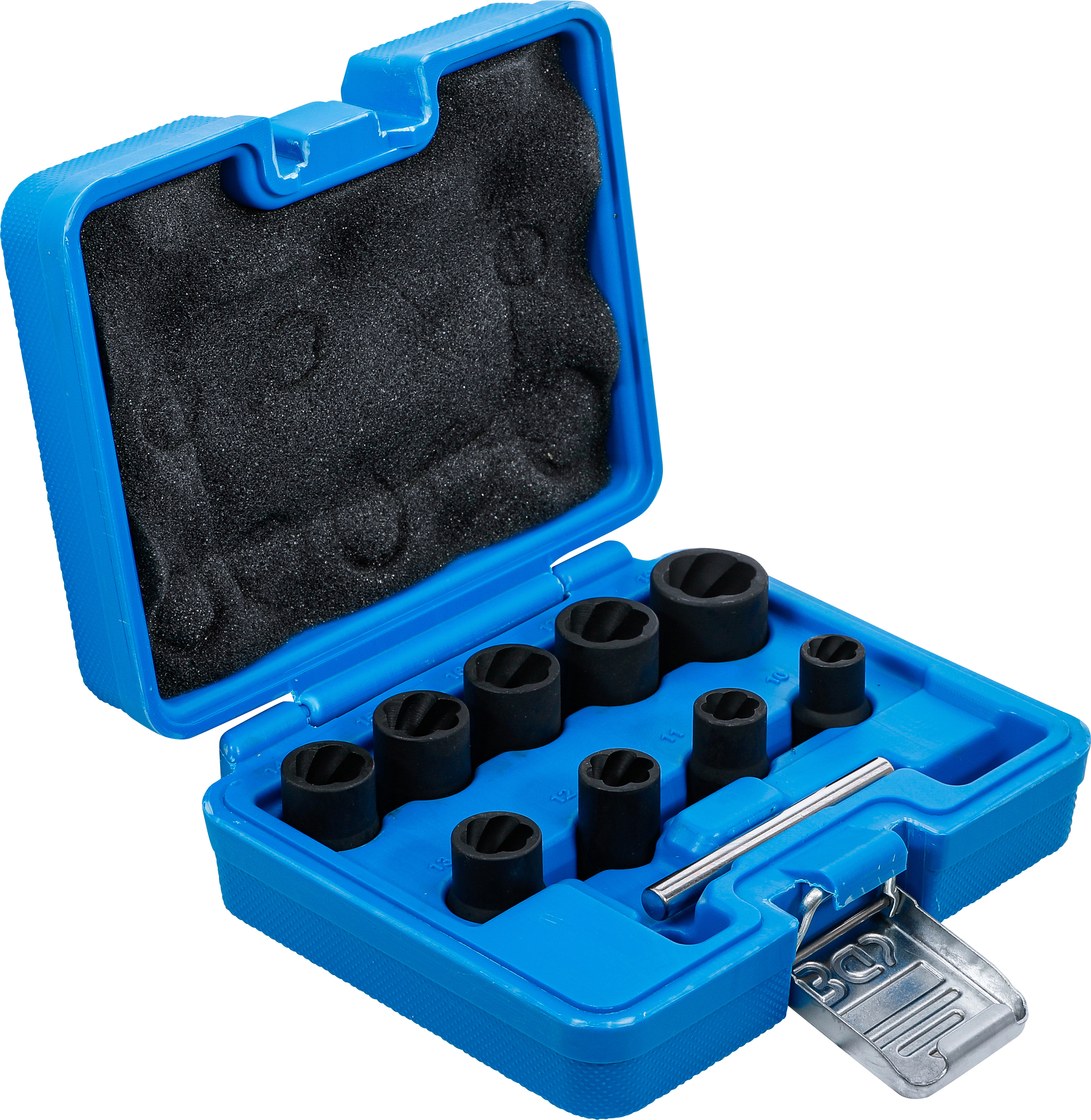 BGS Spiral-Profil-Steckschlüssel-Satz / Schraubenausdreher | Antrieb Innenvierkant 10 mm (3/8") | SW 10 - 19 mm | 10-tlg.