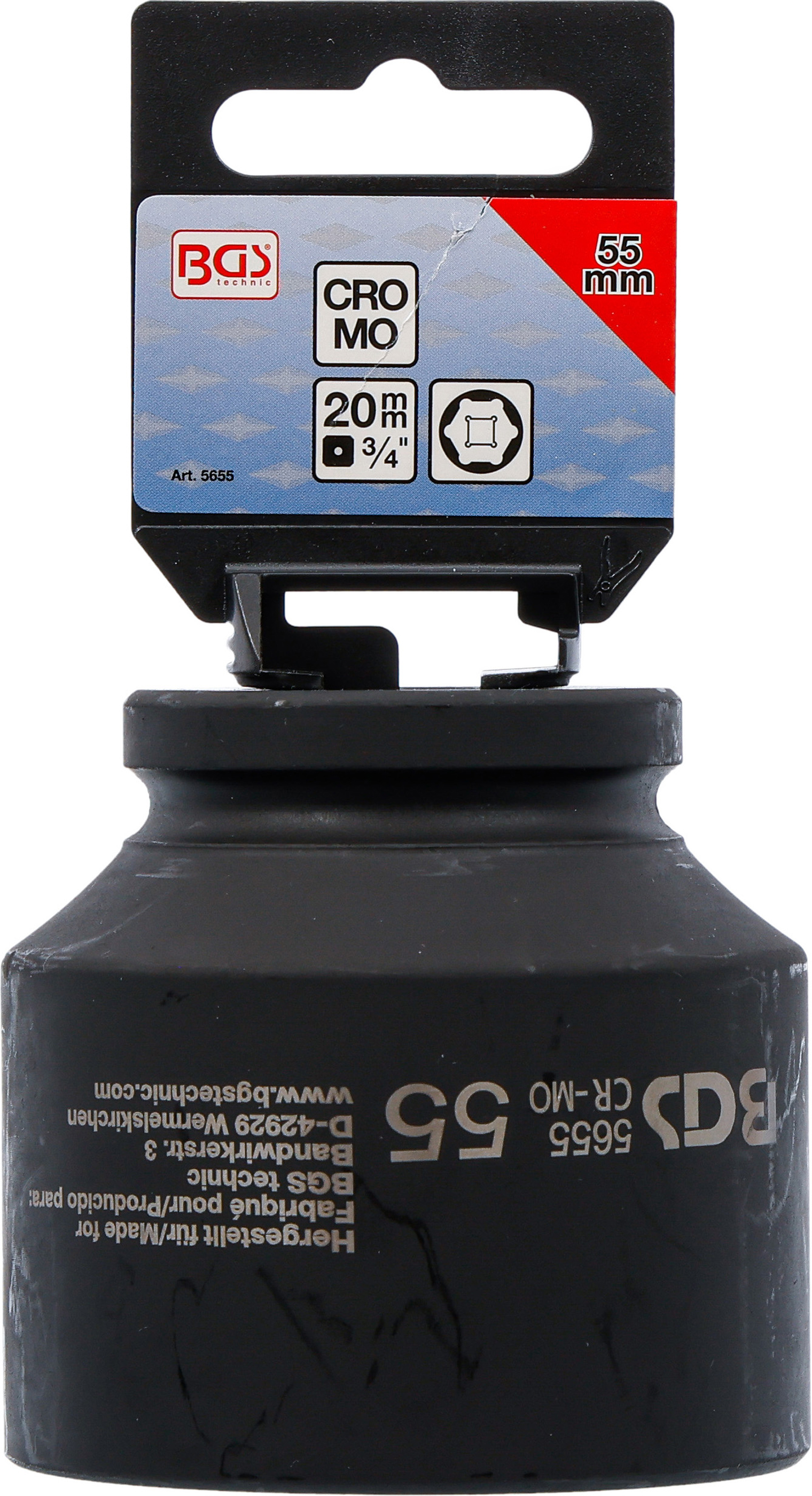 BGS Kraft-Steckschlüssel-Einsatz Sechskant | Antrieb Innenvierkant 20 mm (3/4") | SW 55 mm