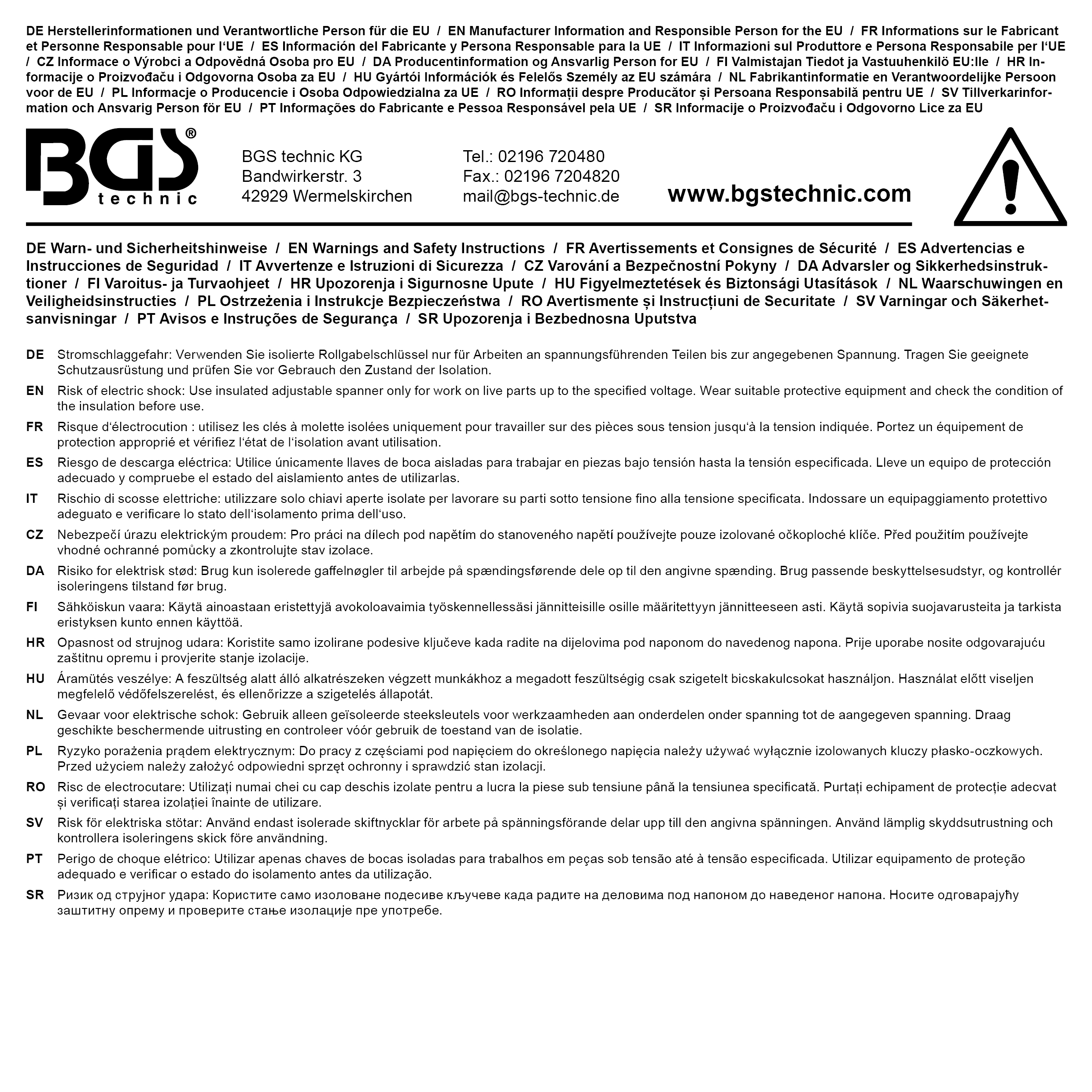 BGS VDE-Rollgabelschlüssel | SW max. 20,5 mm
