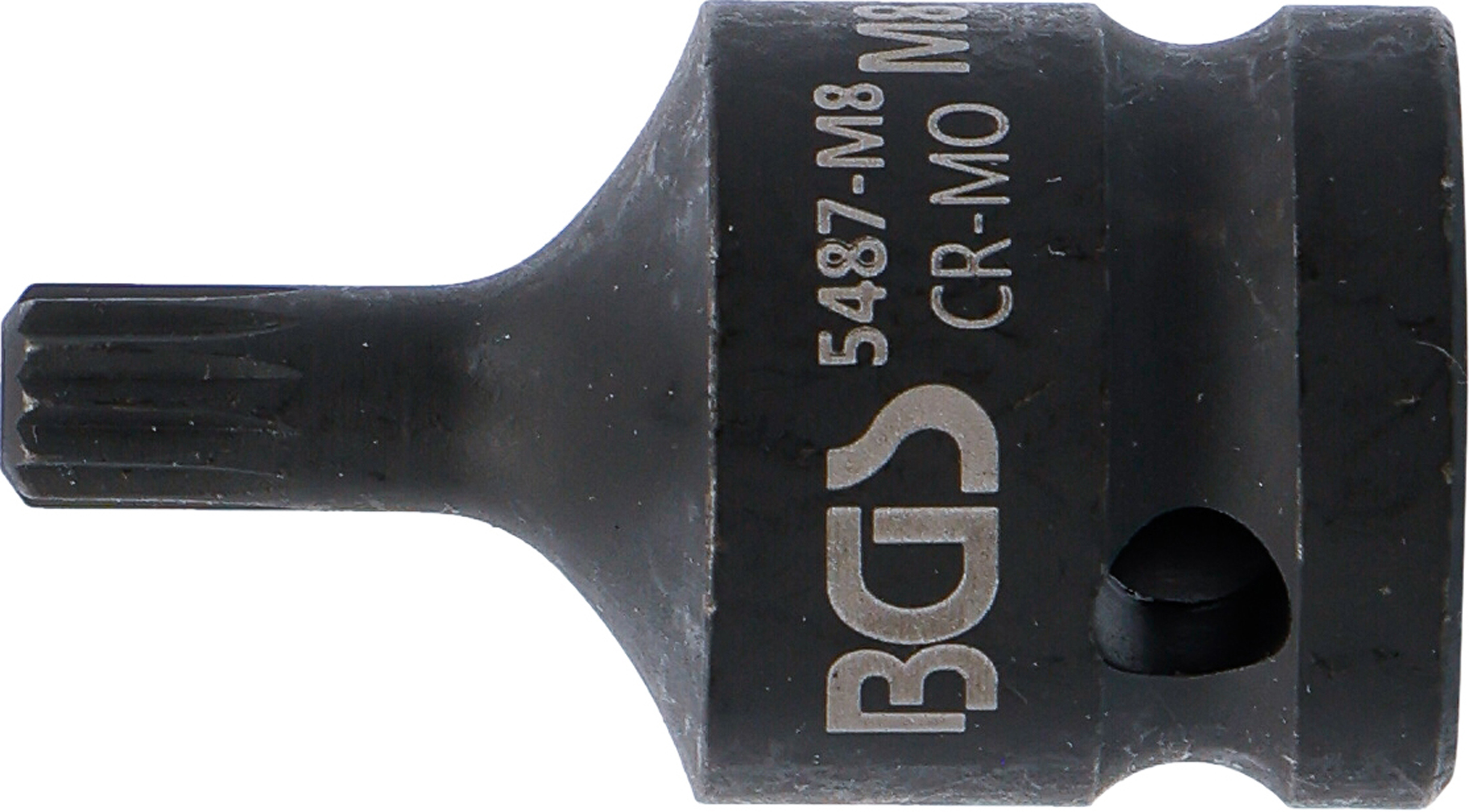 BGS Kraft-Bit-Einsatz | Länge 43 mm | Antrieb Innenvierkant 12,5 mm (1/2") | Innenvielzahn (für XZN) M8