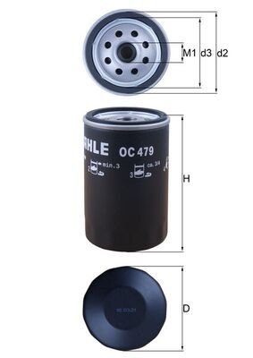 Ölfilter OC479 “KNECHT 75 mm, 123 mm”