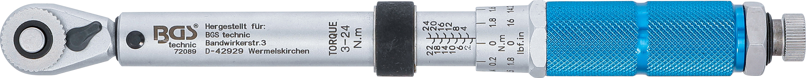 BGS Drehmomentschlüssel | Abtrieb Außenvierkant 6,3 mm (1/4") | 3 - 24 Nm