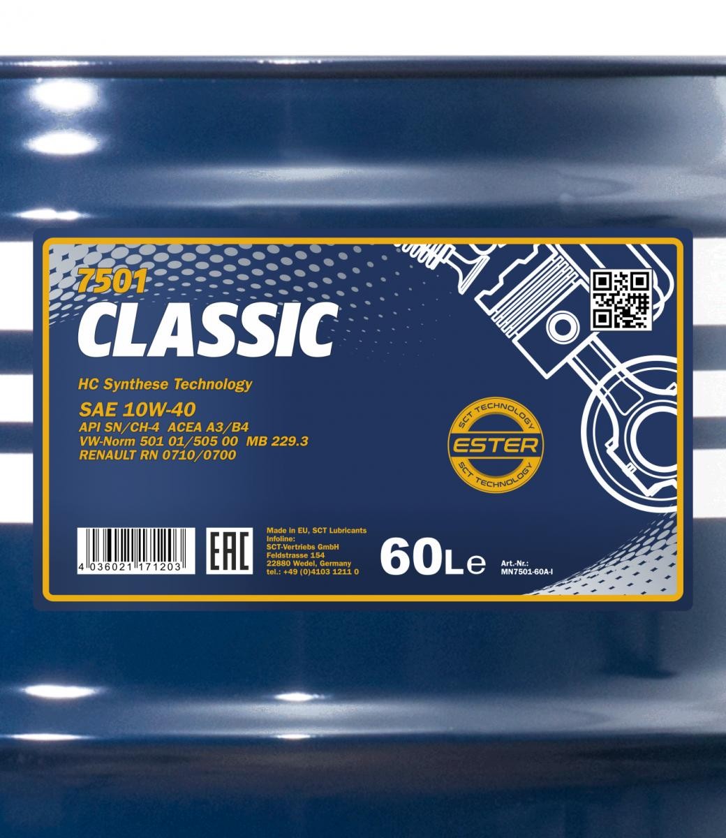 10W-40 Mannol 7501 Classic Motoröl 60 Liter