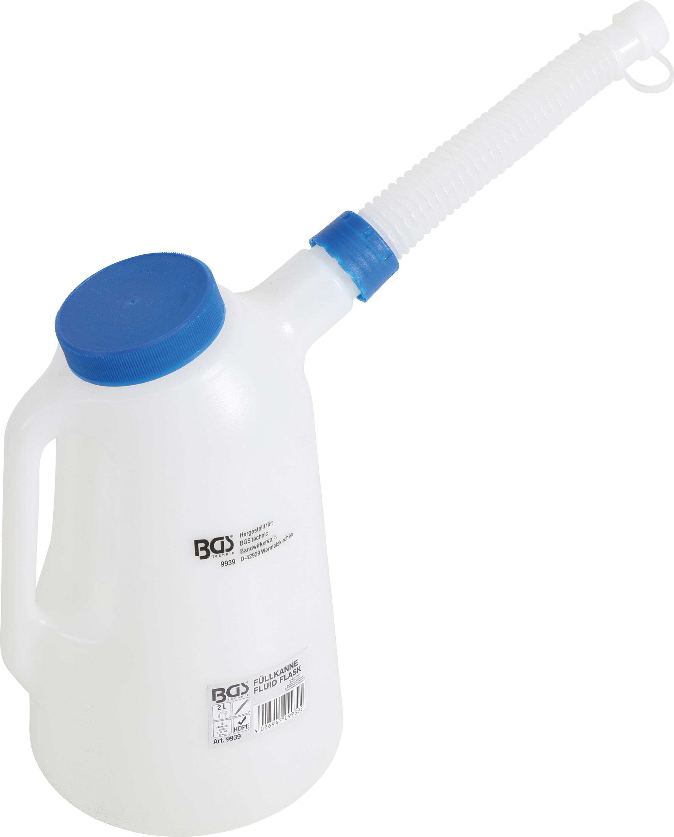 BGS Technic Füllkanne mit flexiblem Ausgussstutzen und Deckel 2 Liter